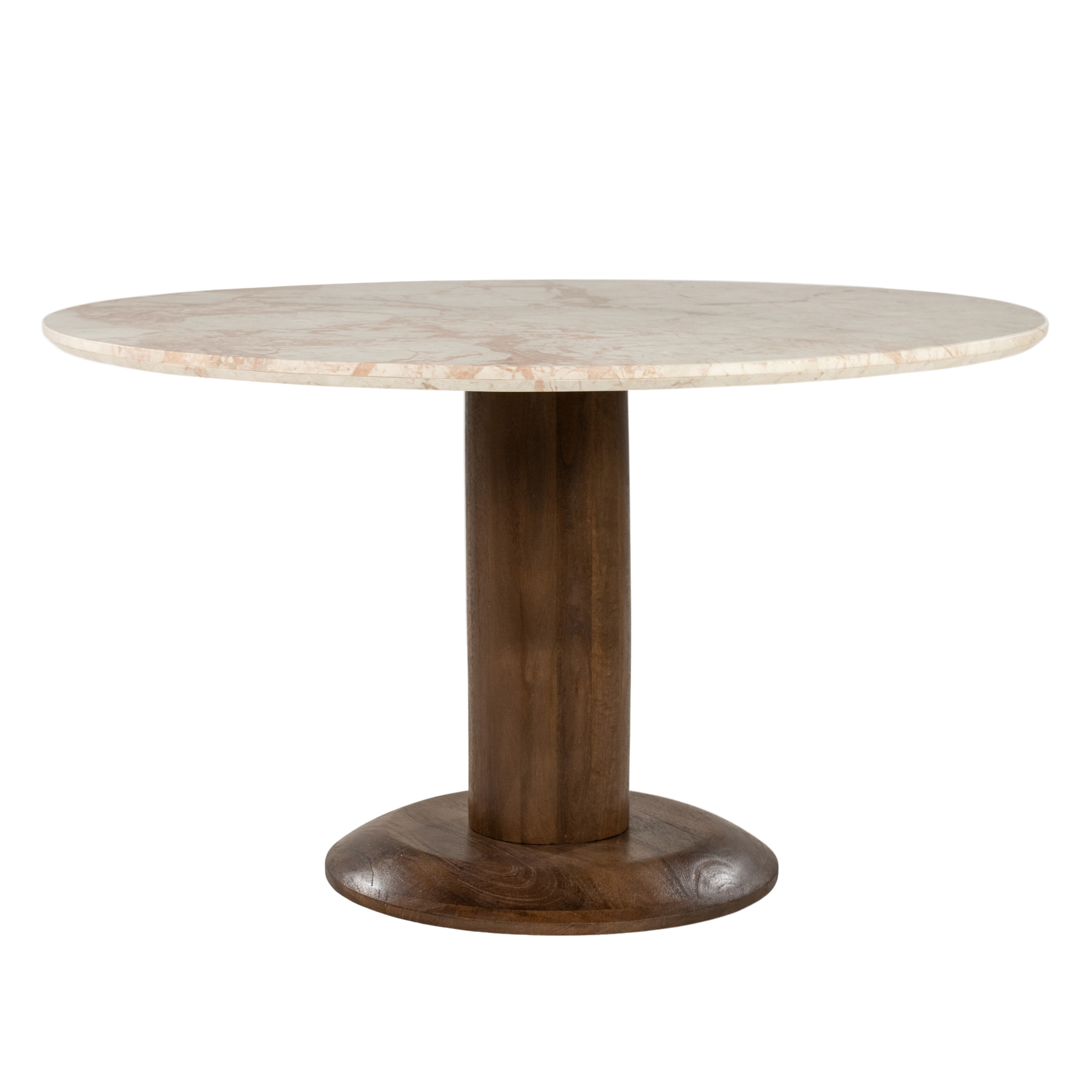 Eleonora Ronde Eettafel 'Ted' Marmer en mangohout, 130cm