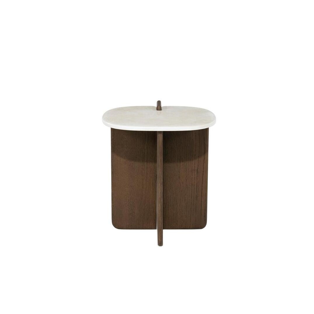 Eleonora Bijzettafel Filou Eiken en keramiek, Ø40cm - Bruin