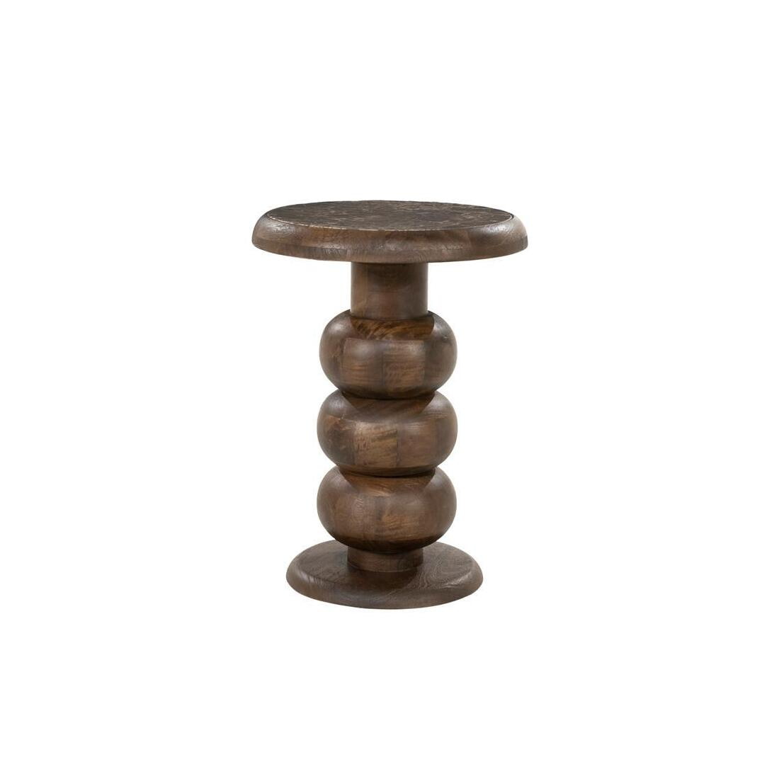 Eleonora Bijzettafel Zoran Botochino marmer en mangohout, 40cm - Bruin - Rond