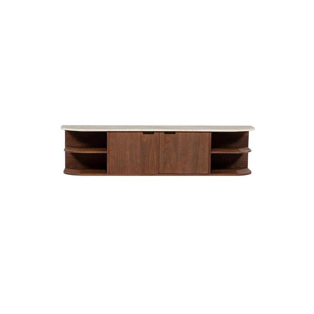 Eleonora TV-meubel Vigo Mangohout en Botochino marmer, 160cm - Bruin