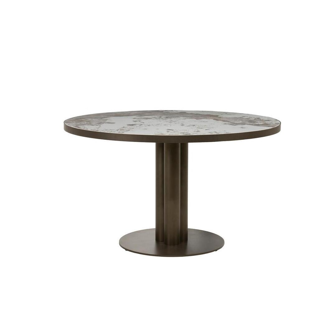 Eleonora Ronde Eettafel Gino Keramiek met marmerlook, Ø130cm - Bruin