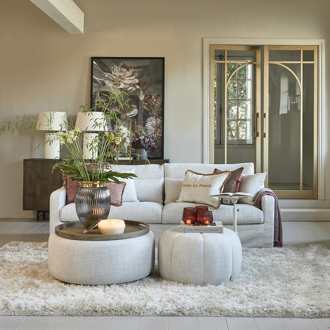 Rivièra Maison Hocker 'Falcone' Rich Tweed, kleur Antique White