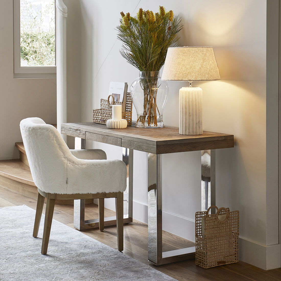 Rivièra Maison Eetkamerstoel 'Whistler' Faux Fur, kleur Snow