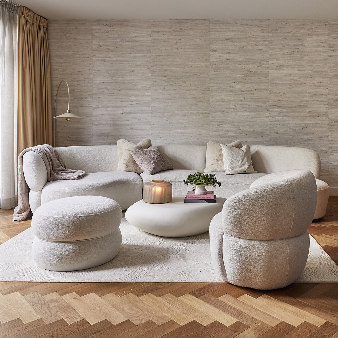 Rivièra Maison Fauteuil 'San Remo' Bouclé, kleur Simply White