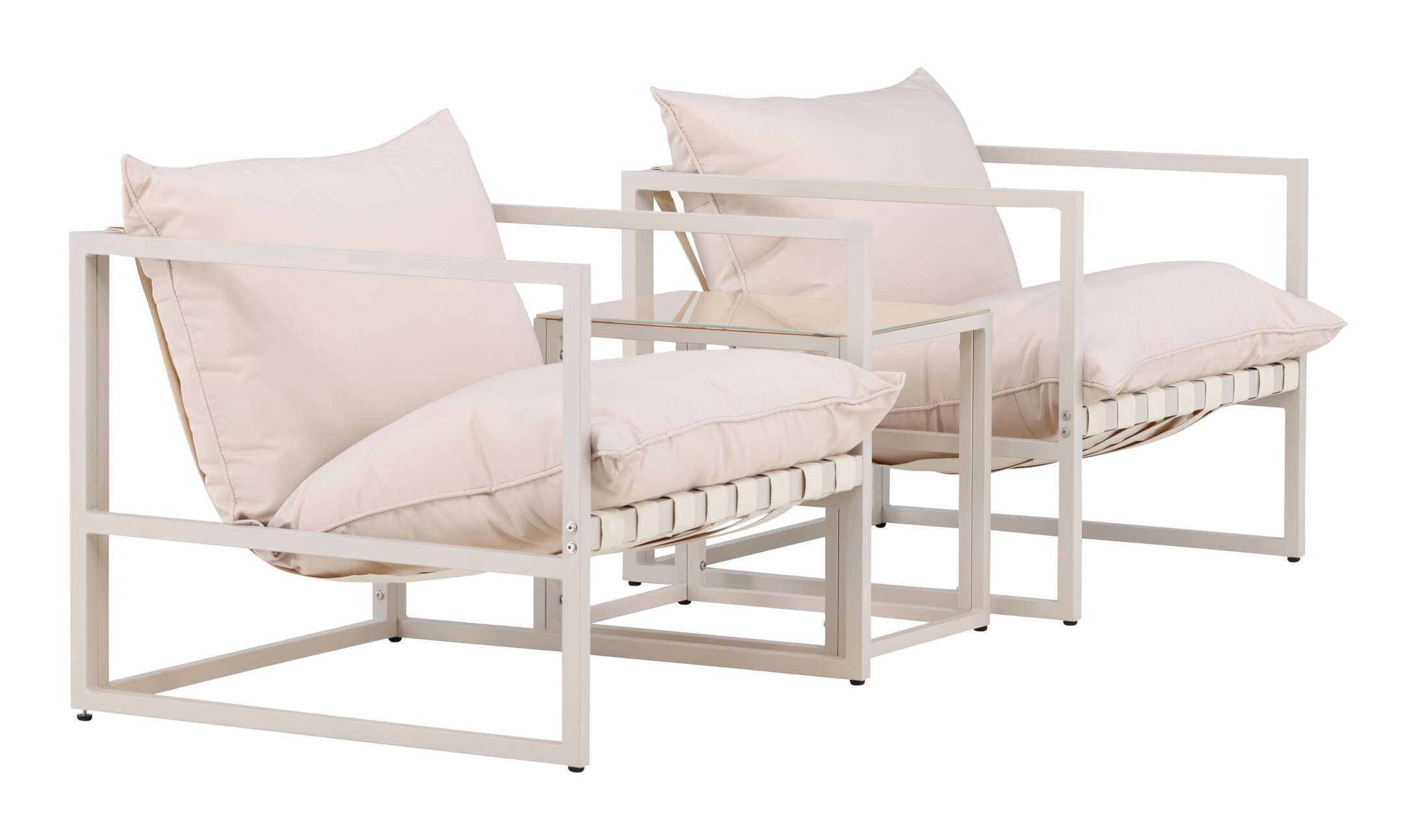 Nohr Loungeset 'Kandie' Met 2 loungestoelen en tafel, kleur Beige