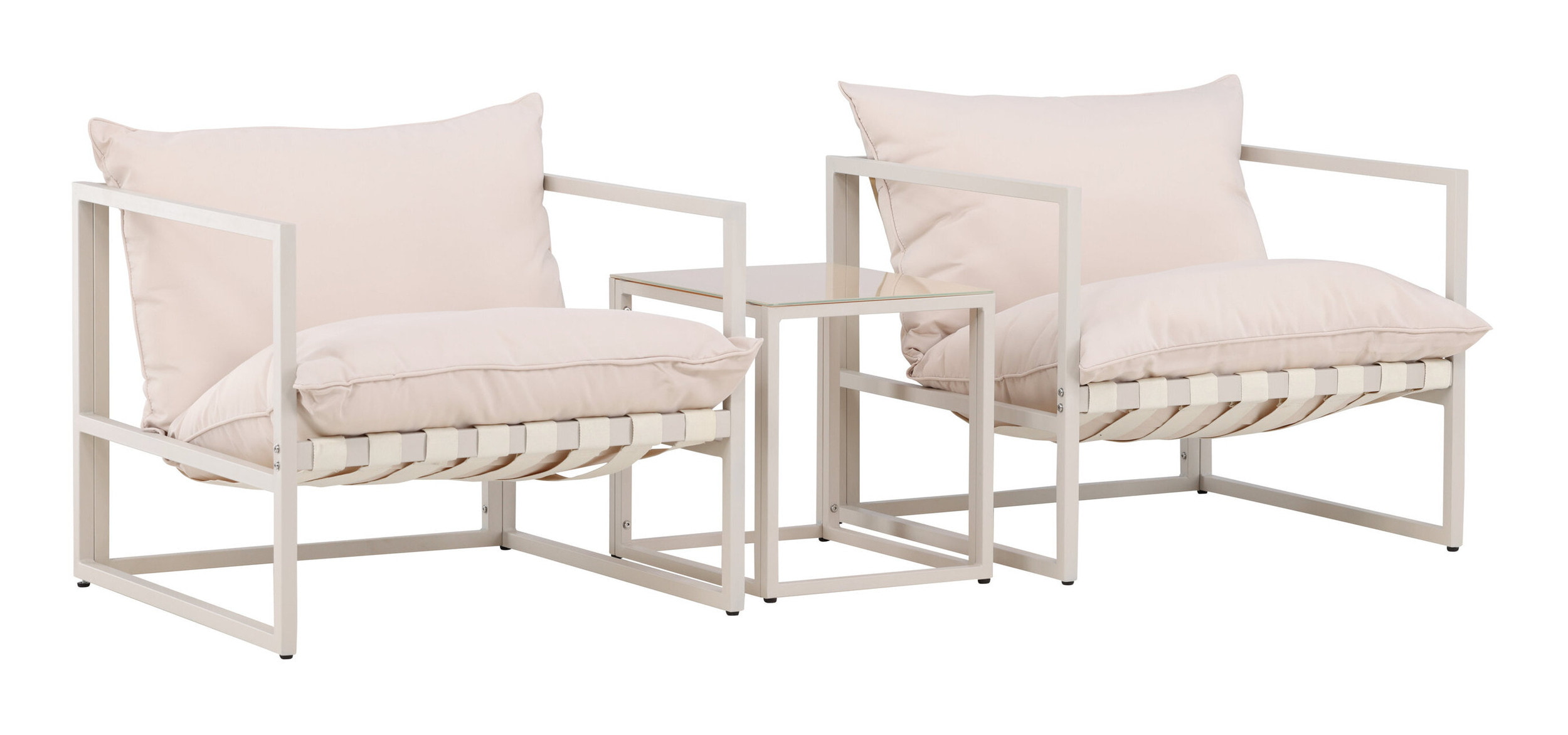 Nohr Loungeset 'Kandie' Met 2 loungestoelen en tafel, kleur Beige
