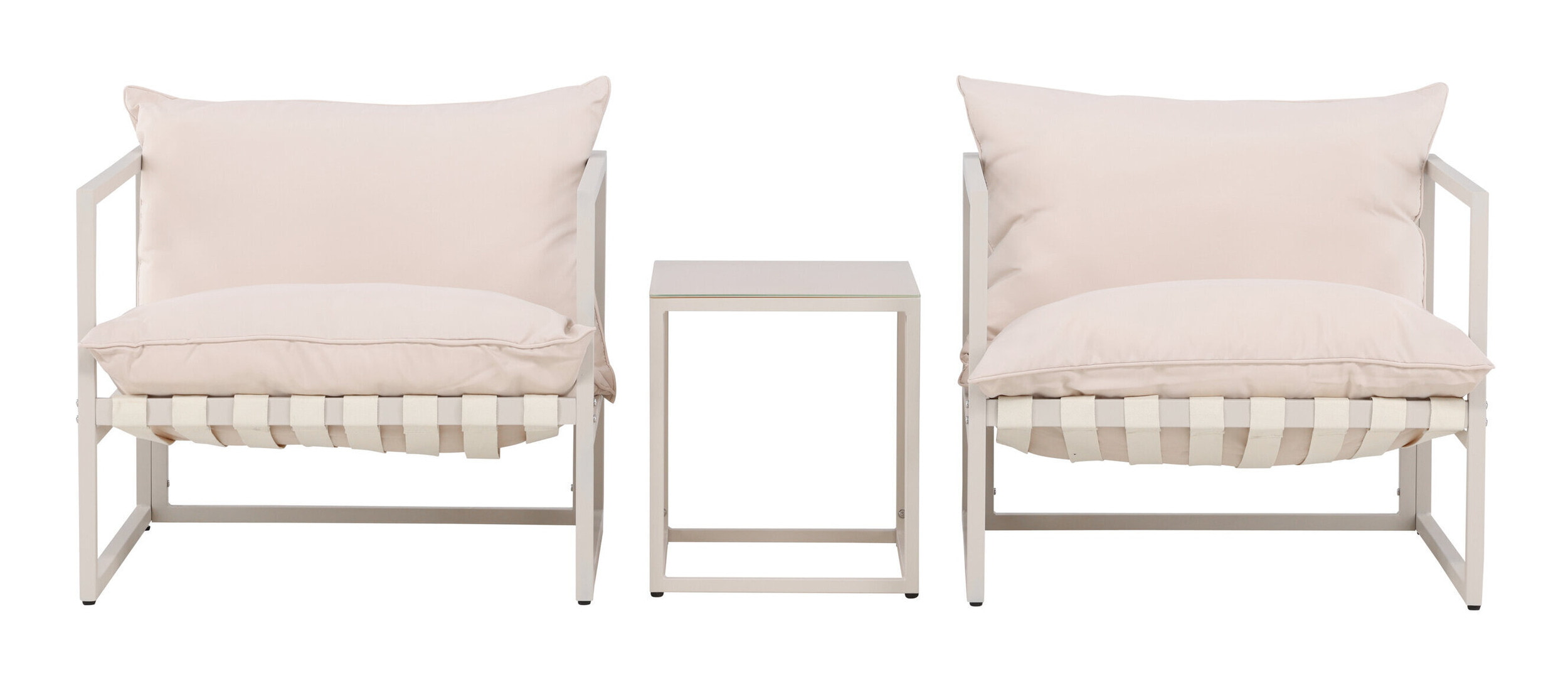 Nohr Loungeset 'Kandie' Met 2 loungestoelen en tafel, kleur Beige