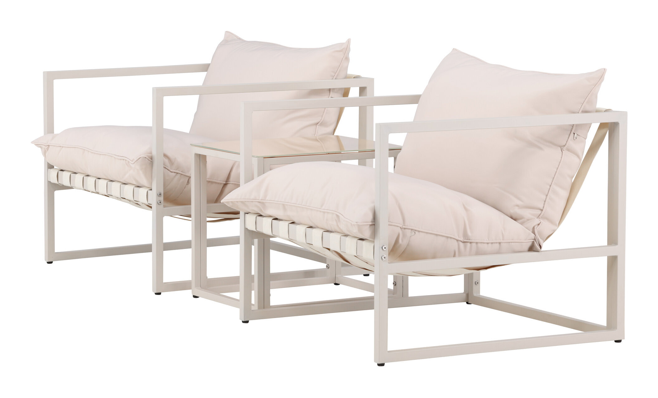 Nohr Loungeset 'Kandie' Met 2 loungestoelen en tafel, kleur Beige