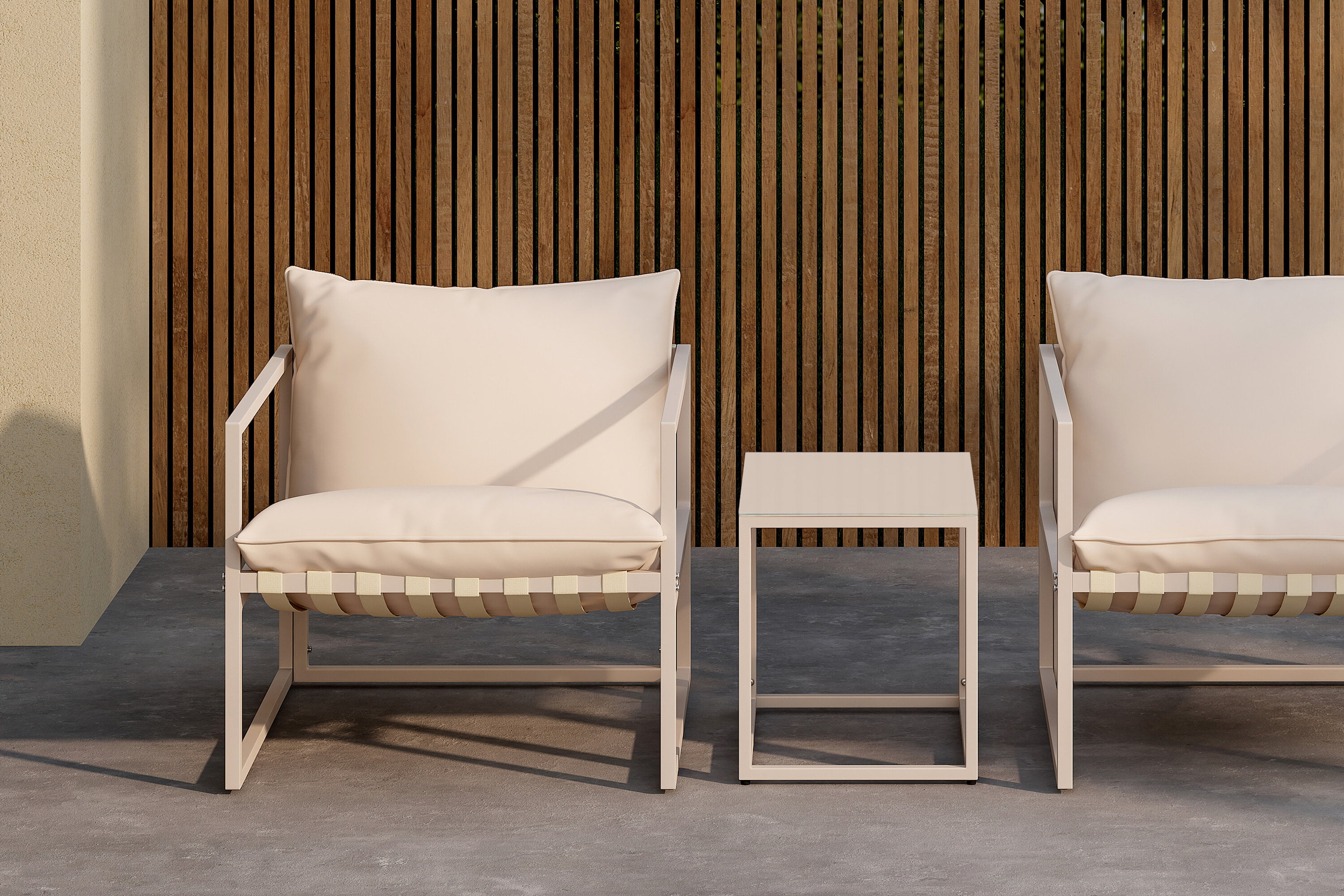 Nohr Loungeset 'Kandie' Met 2 loungestoelen en tafel, kleur Beige