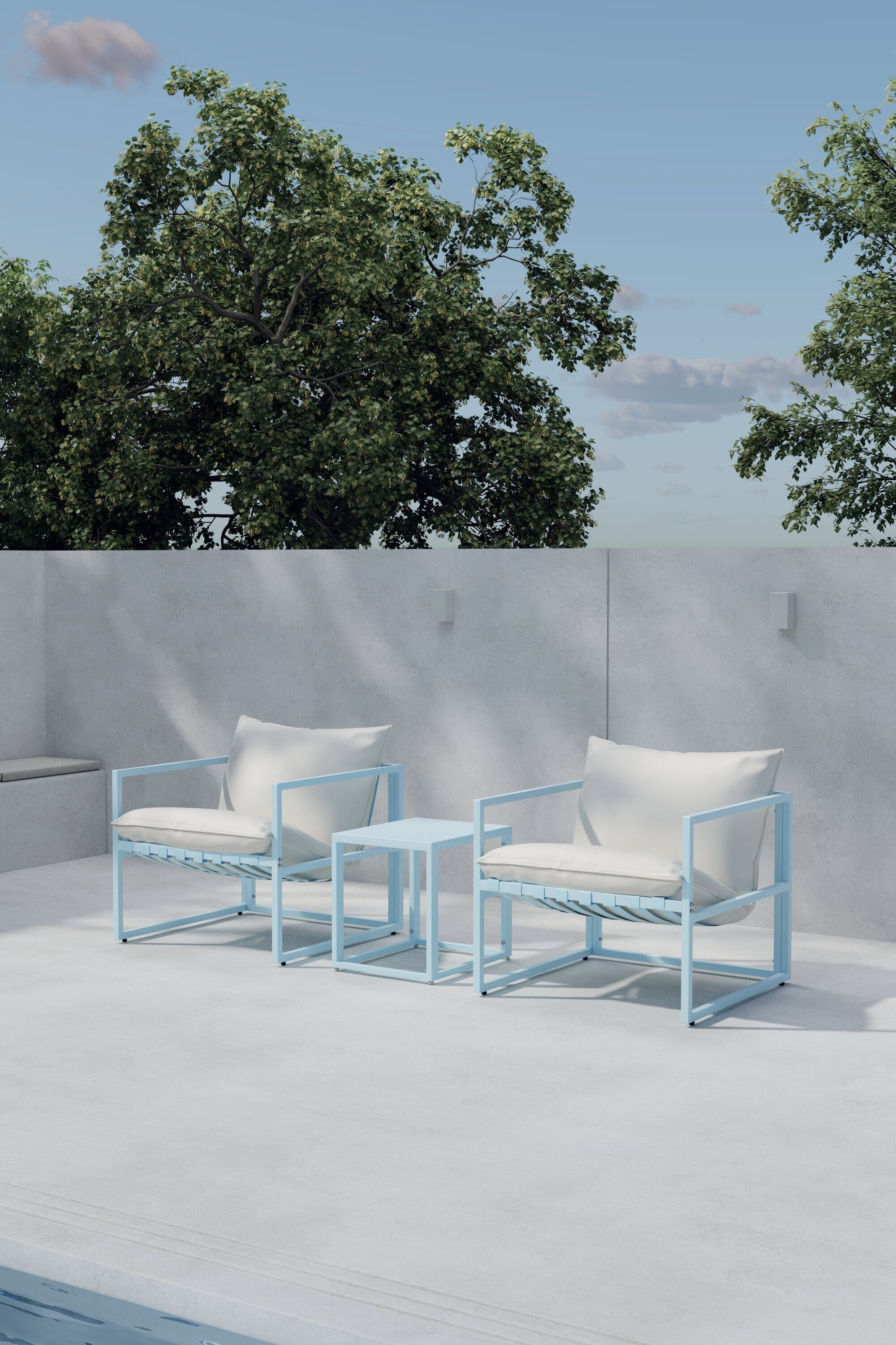 Nohr Loungeset 'Kandie' Met 2 stoelen en tafel, kleur Lichtblauw