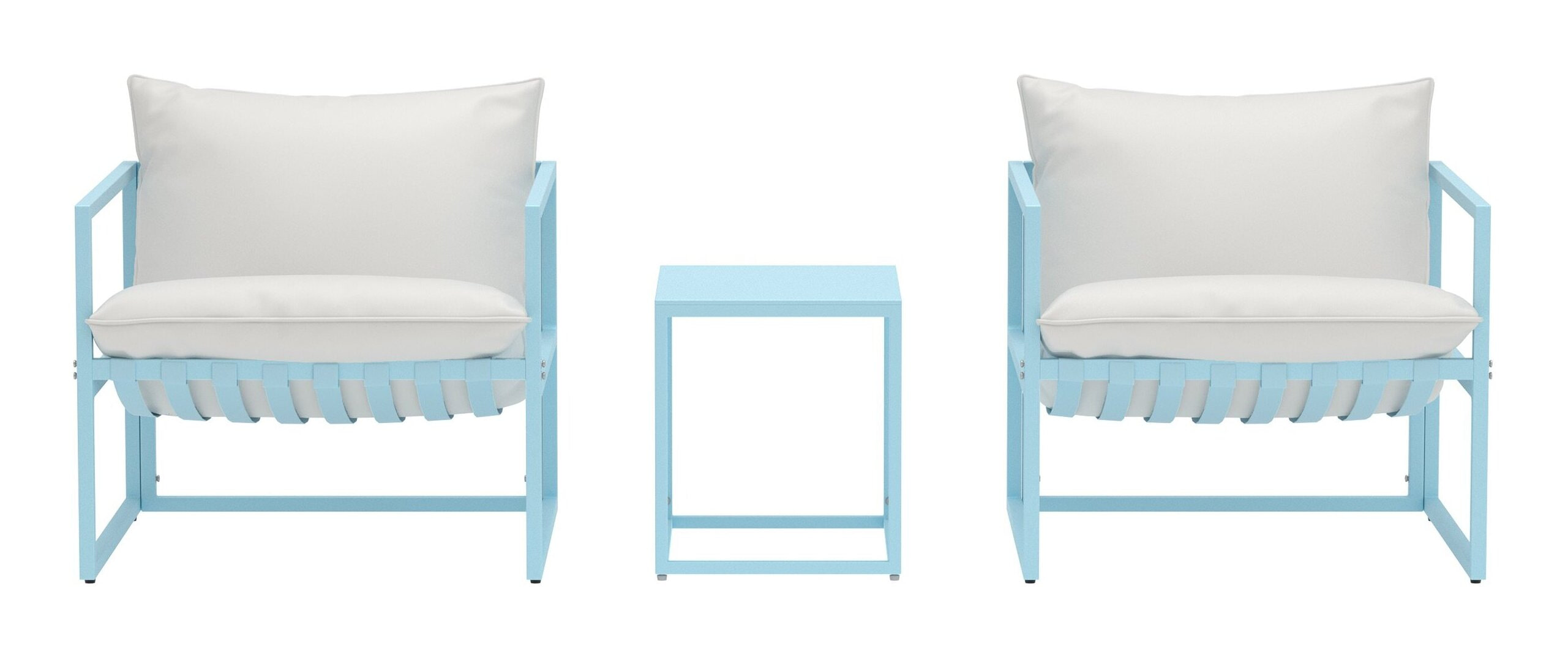 Nohr Loungeset 'Kandie' Met 2 stoelen en tafel, kleur Lichtblauw