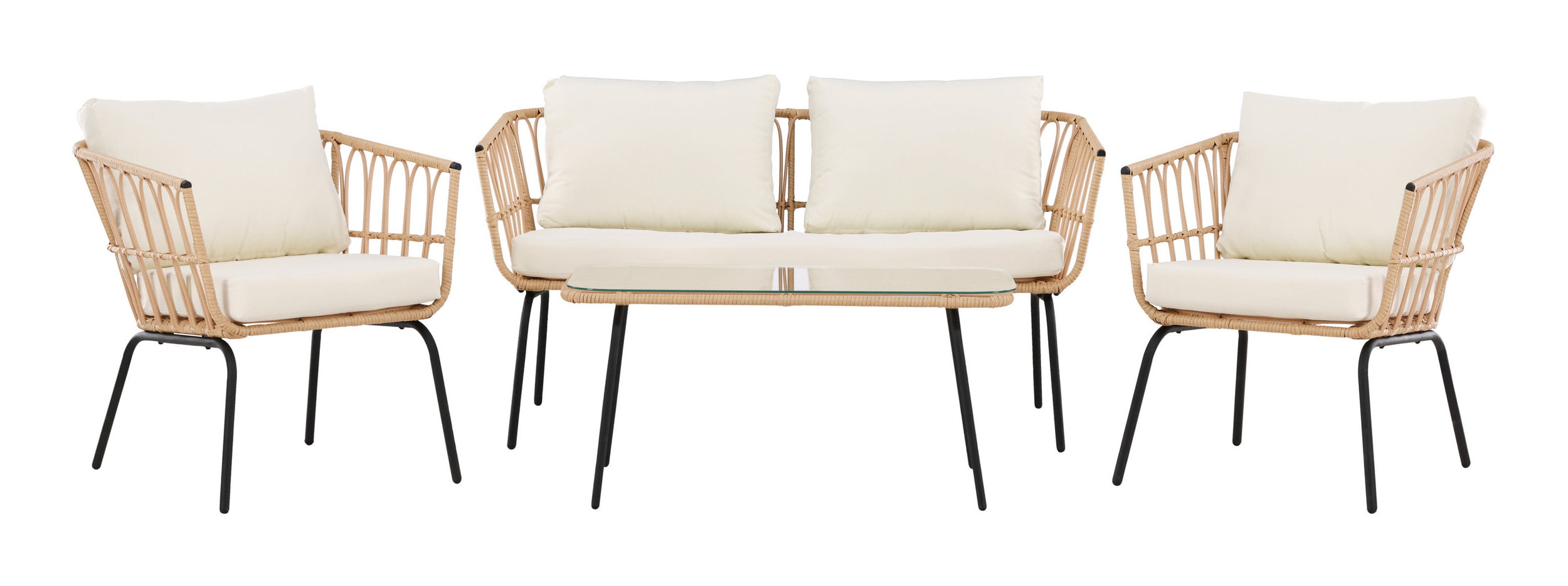 Nohr Loungeset 'Agustina' Rattan, Met bank, 2 loungestoelen en tafel