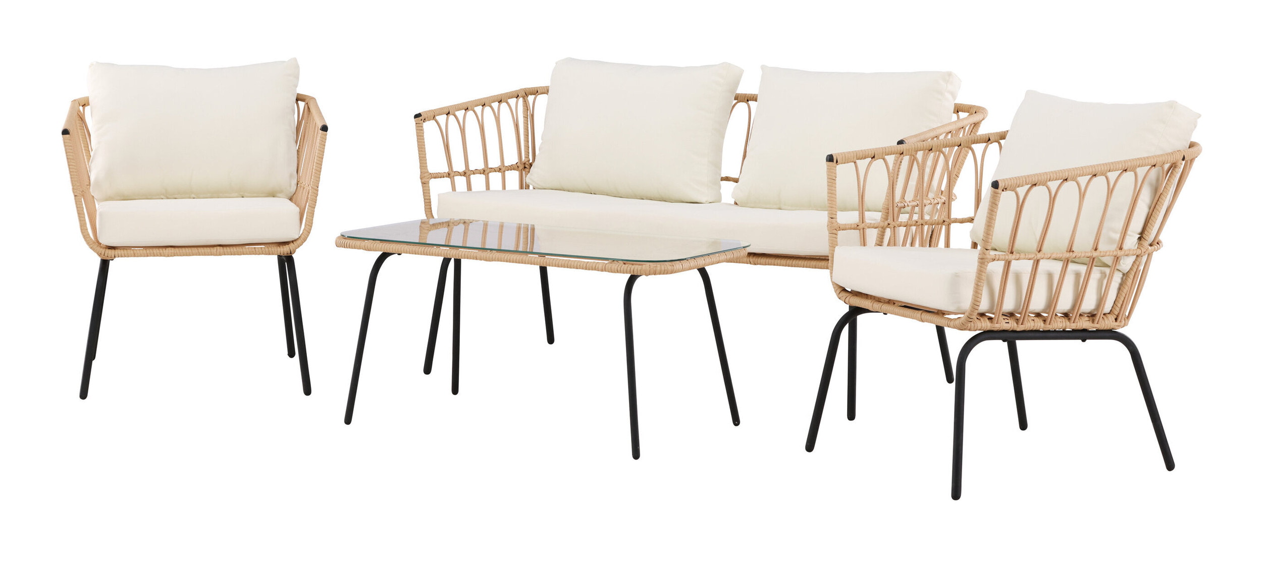 Nohr Loungeset 'Agustina' Rattan, Met bank, 2 loungestoelen en tafel