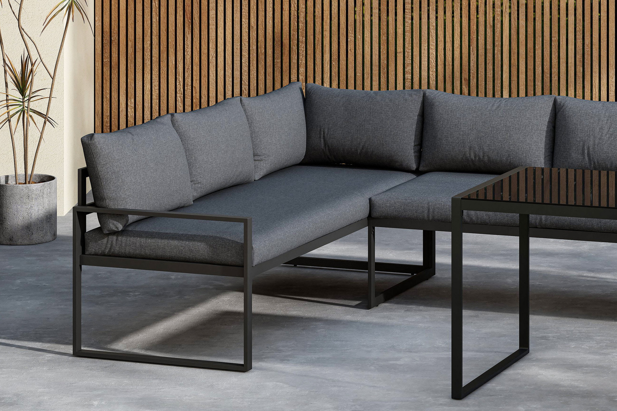 Nohr Loungeset 'Jenalee' Met hoekbank en hoge tafel, kleur Zwart