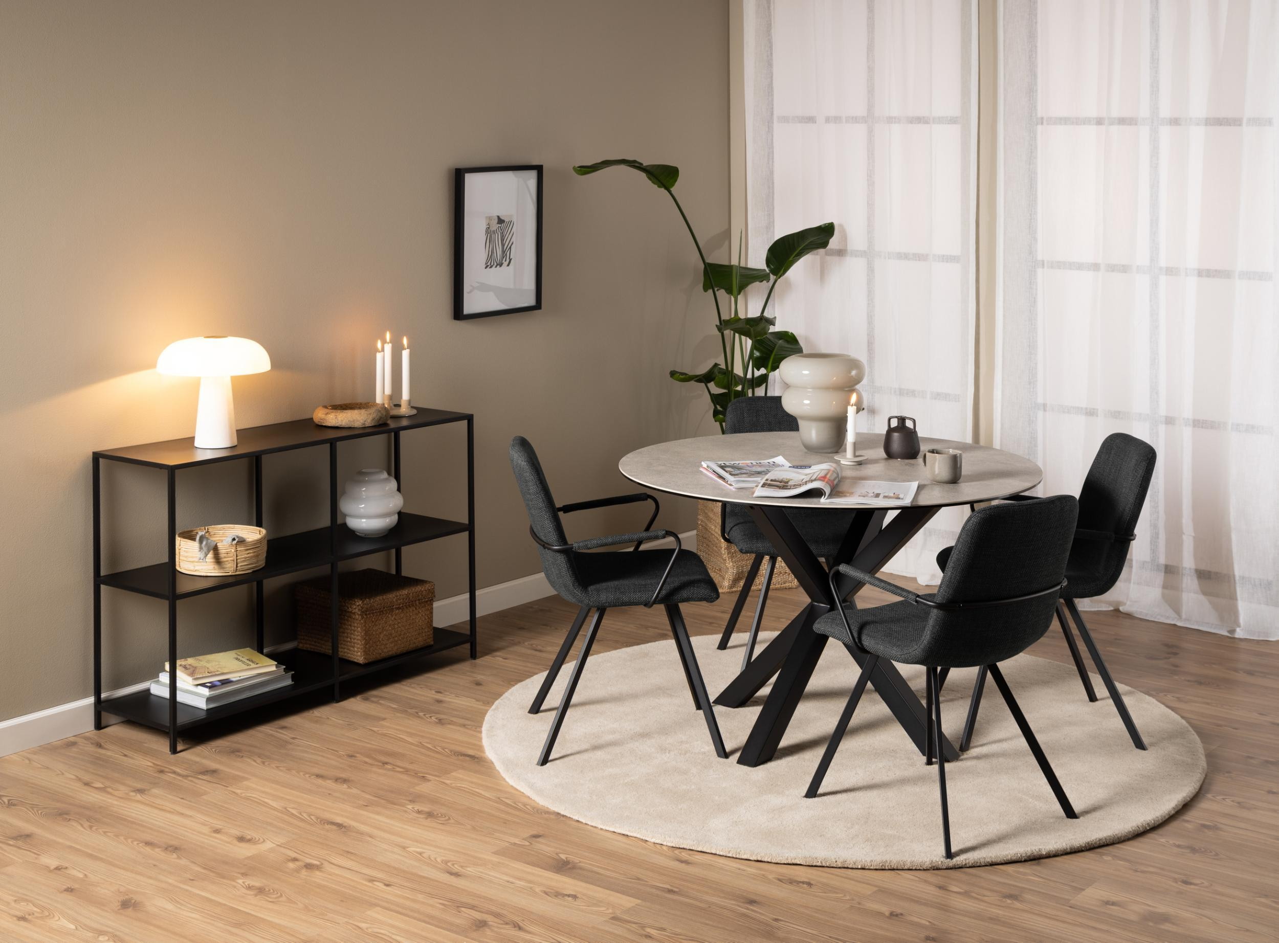 Bendt Ronde Eettafel 'Line' Keramiek, 119cm, kleur Grijs