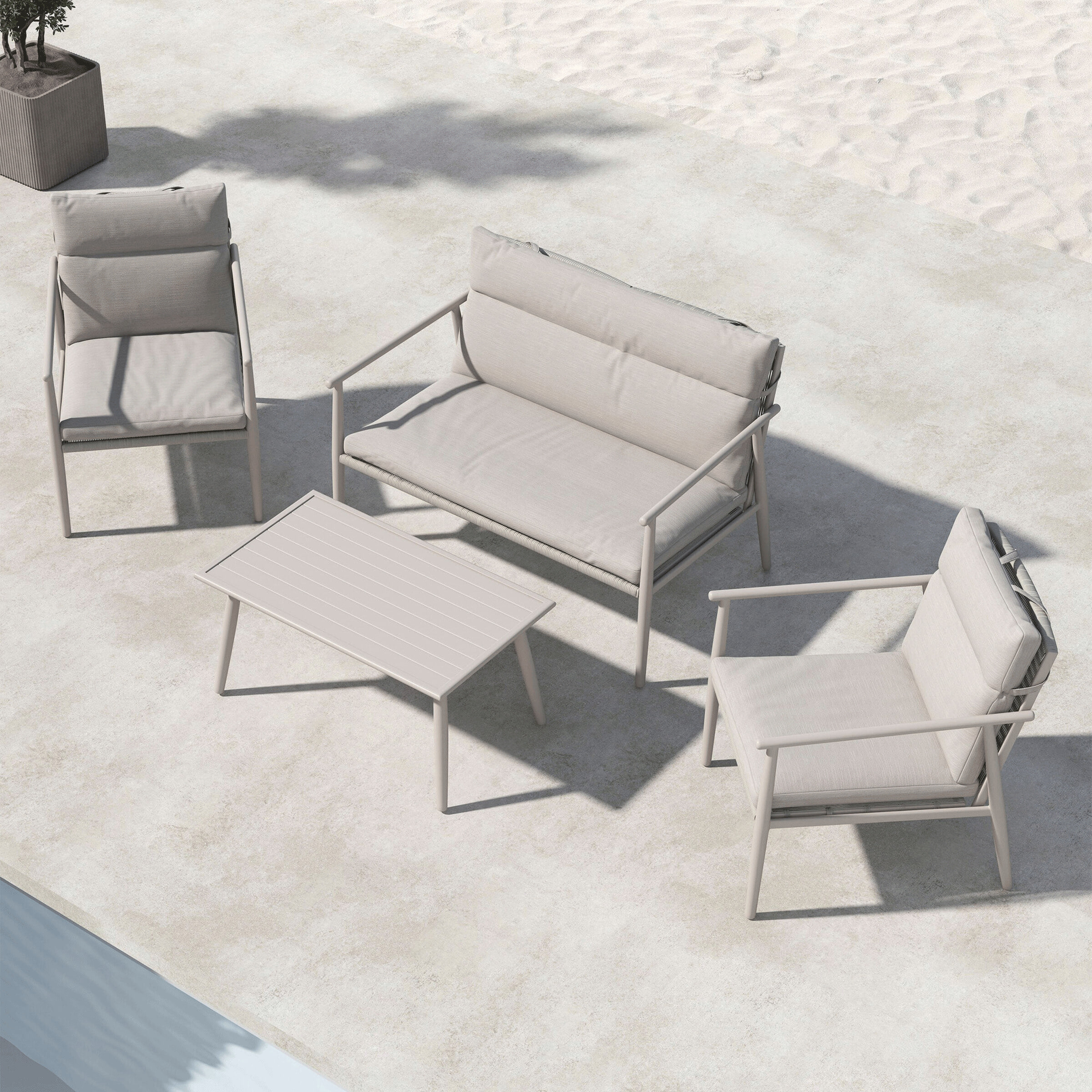 Nohr Loungeset 'Filemon' Met bank, 2 loungestoelen en tafel