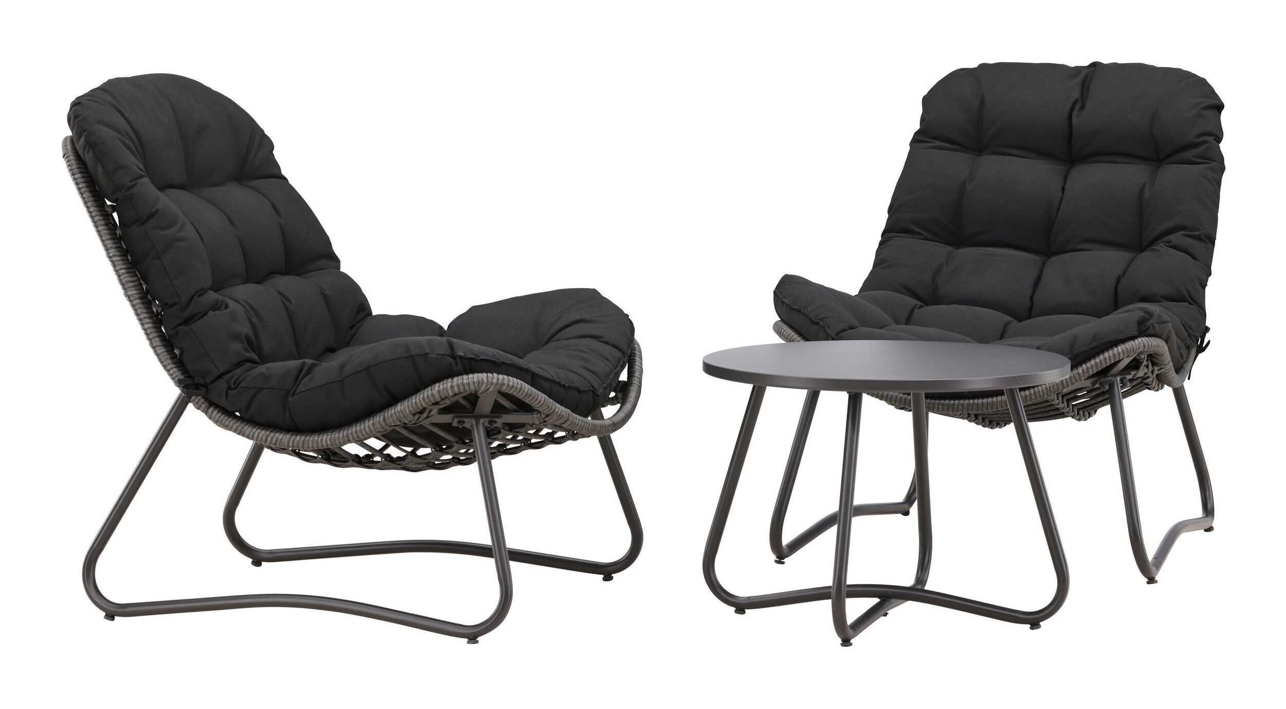 Nohr Loungeset 'Laurissa' Met 2 loungestoelen en tafel, kleur Grijs/Zwart