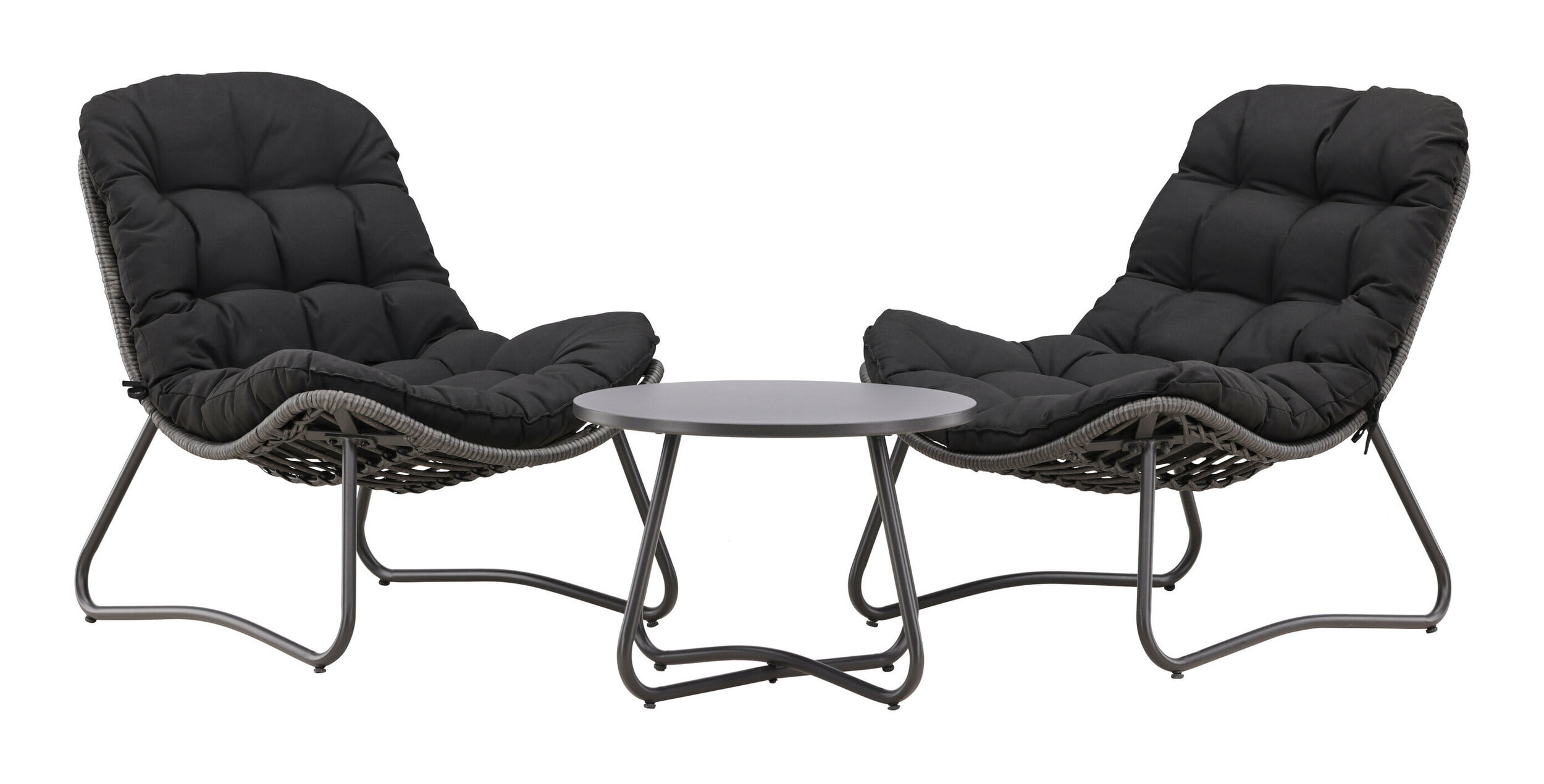 Nohr Loungeset 'Laurissa' Met 2 loungestoelen en tafel, kleur Grijs/Zwart