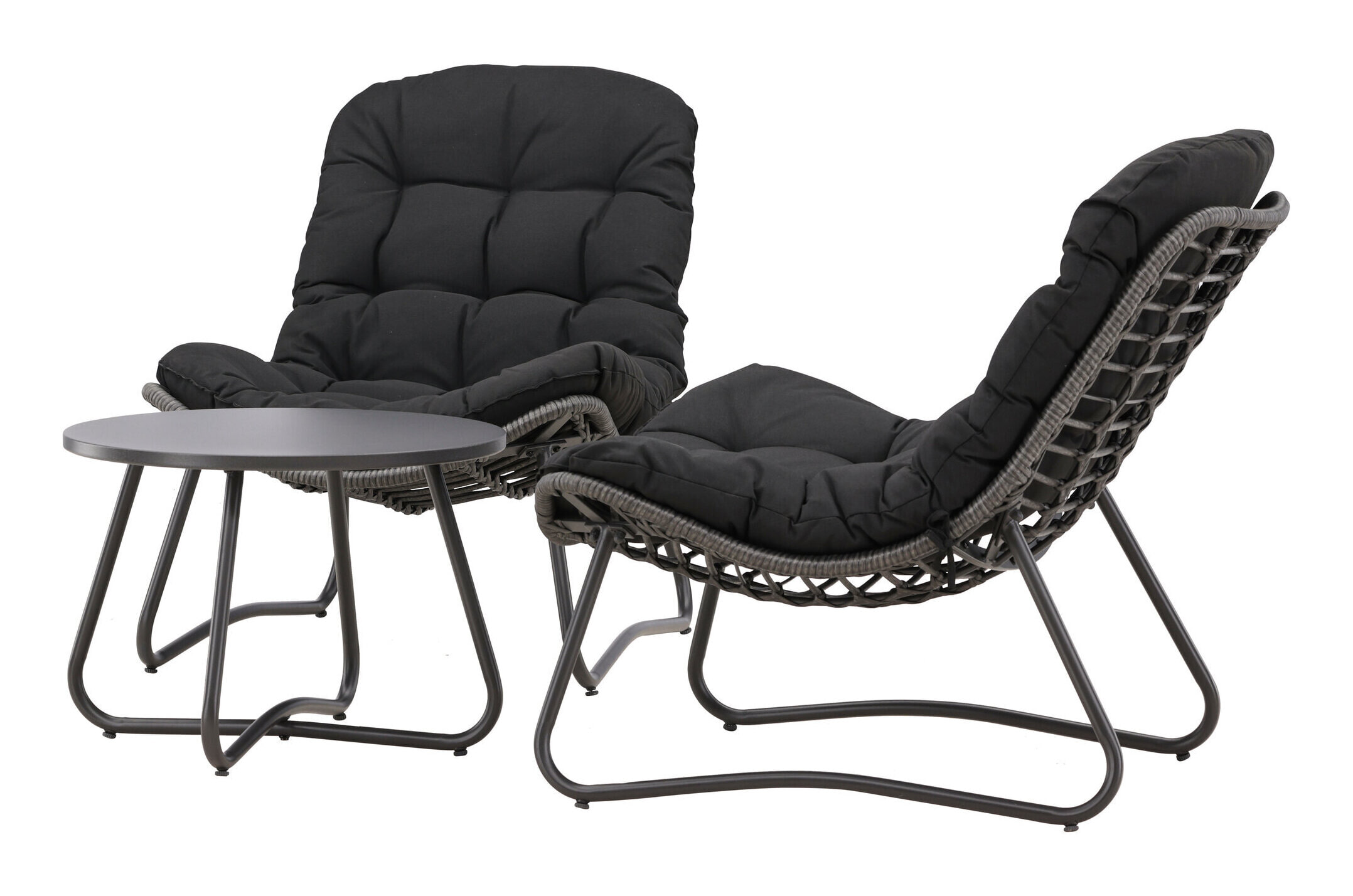 Nohr Loungeset 'Laurissa' Met 2 loungestoelen en tafel, kleur Grijs/Zwart