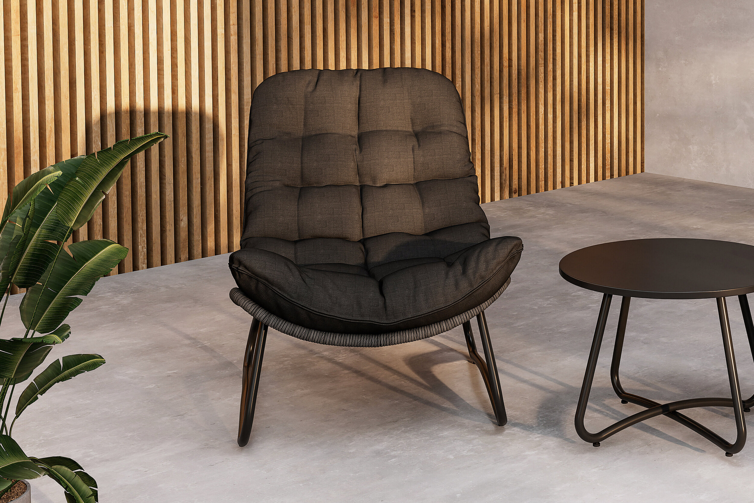 Nohr Loungeset 'Laurissa' Met 2 loungestoelen en tafel, kleur Grijs/Zwart