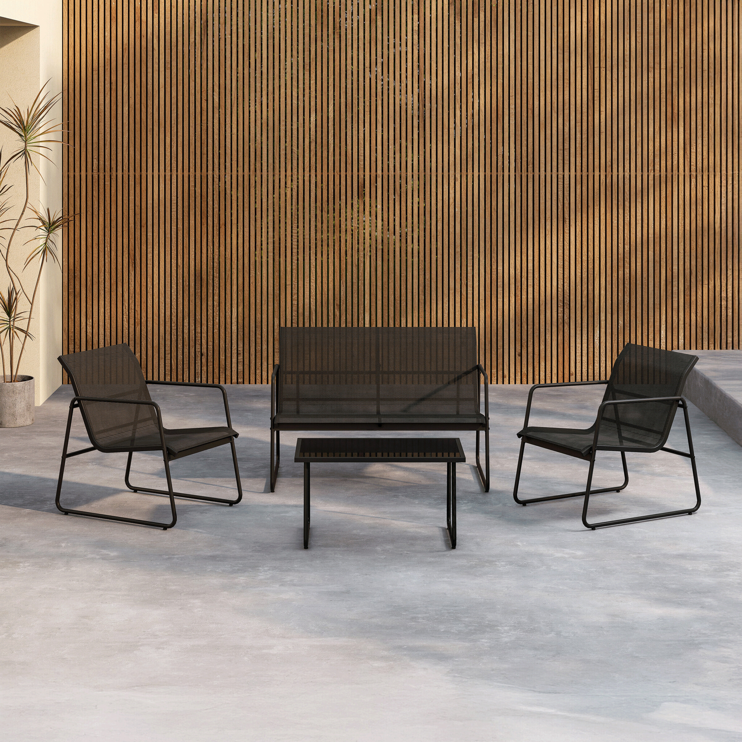 Nohr Loungeset Karilynn Met bank, 2 loungestoelen en tafel - Zwart