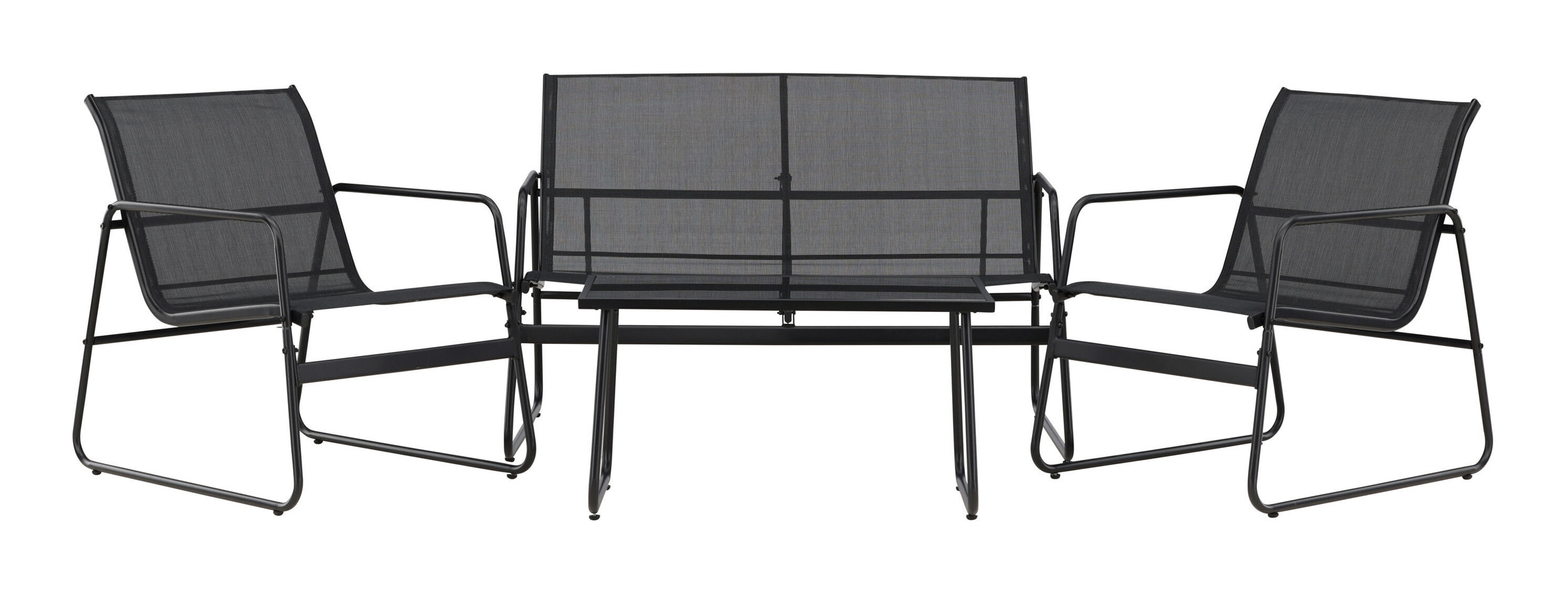 Nohr Loungeset 'Karilynn' Met bank, 2 loungestoelen en tafel, kleur Zwart
