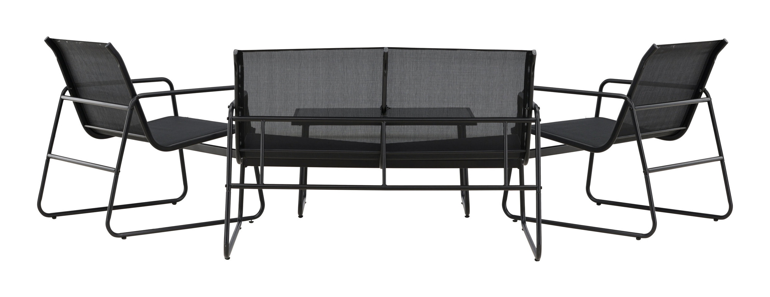 Nohr Loungeset 'Karilynn' Met bank, 2 loungestoelen en tafel, kleur Zwart
