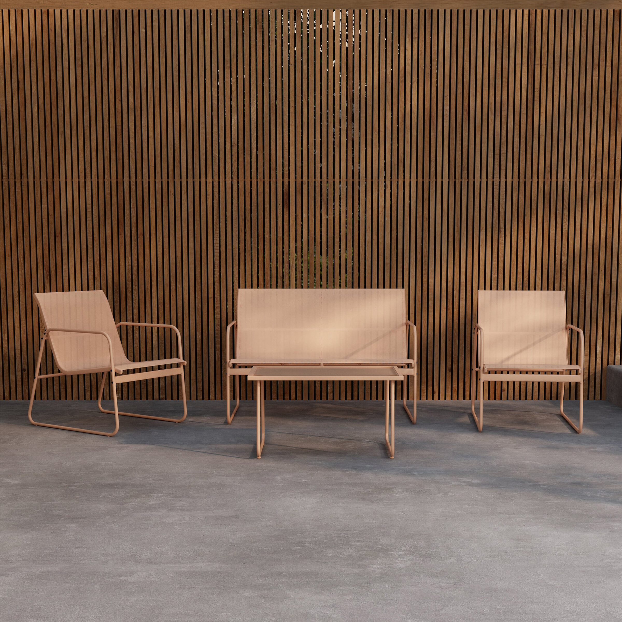 Nohr Loungeset 'Karilynn' Met bank, 2 stoelen en tafel, kleur Beige