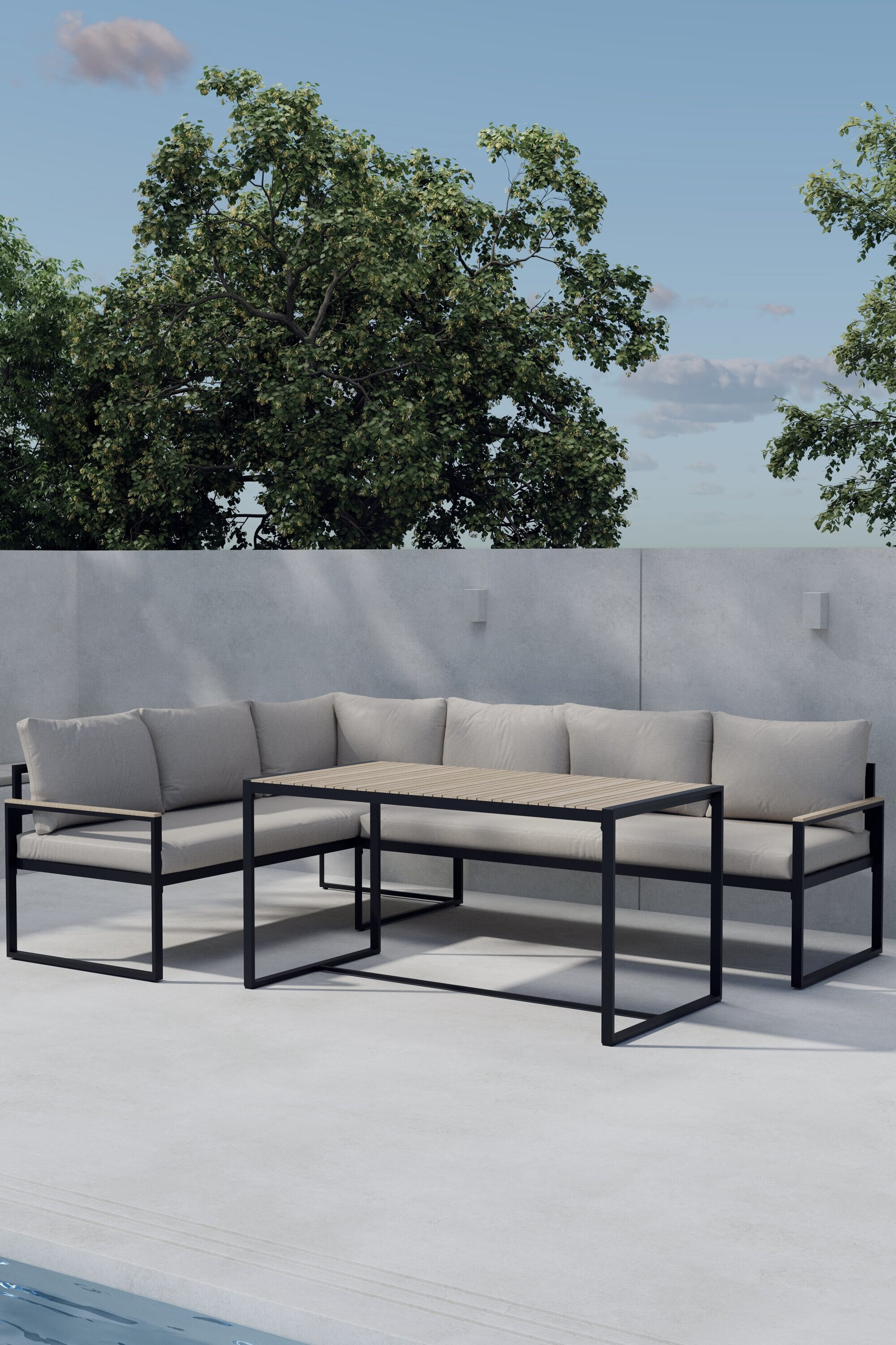 Nohr Loungeset Fielding Met hoekbank en hoge tafel - Beige