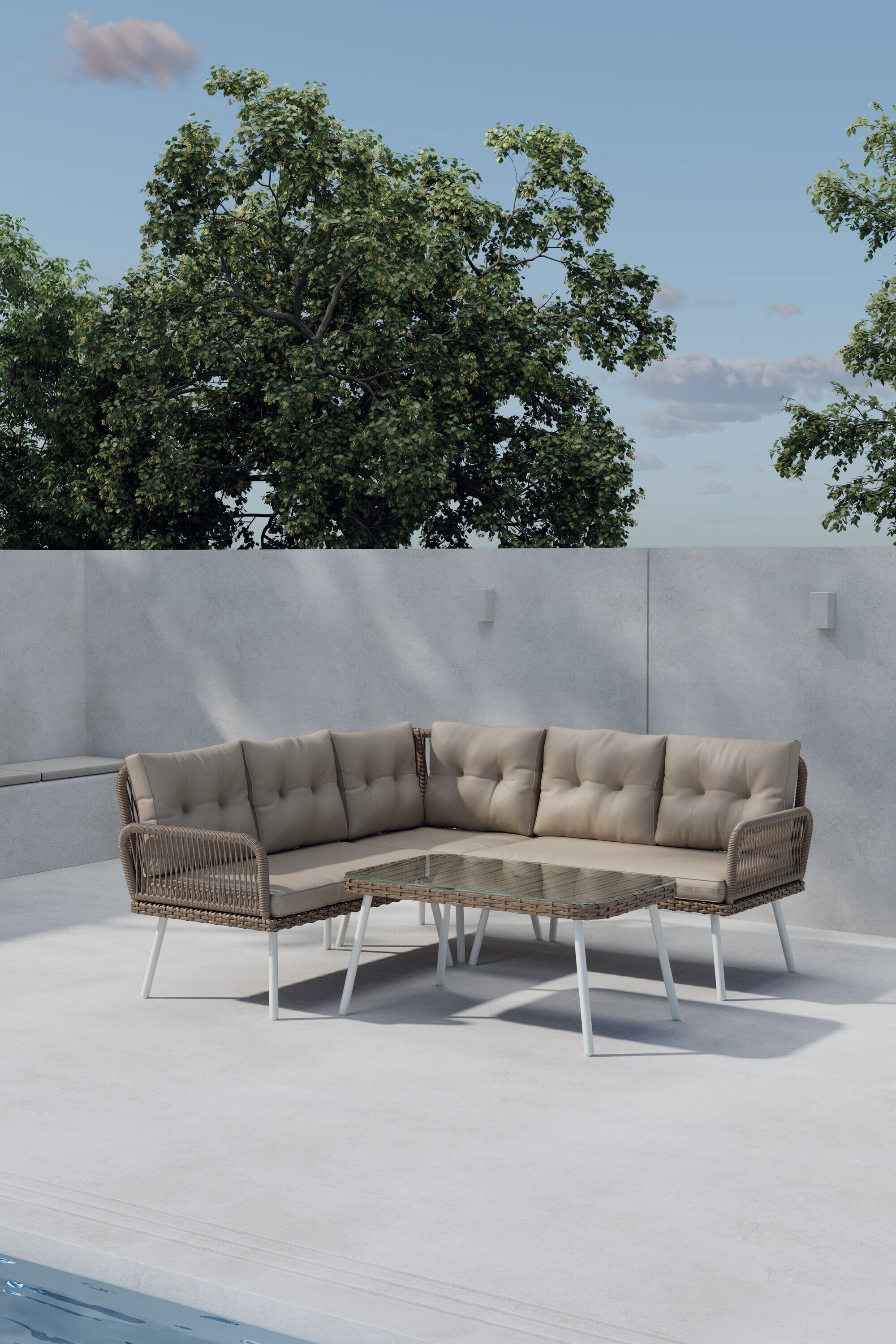 Nohr Loungeset 'Maxfield' Met hoekbank en tafel, kleur Beige