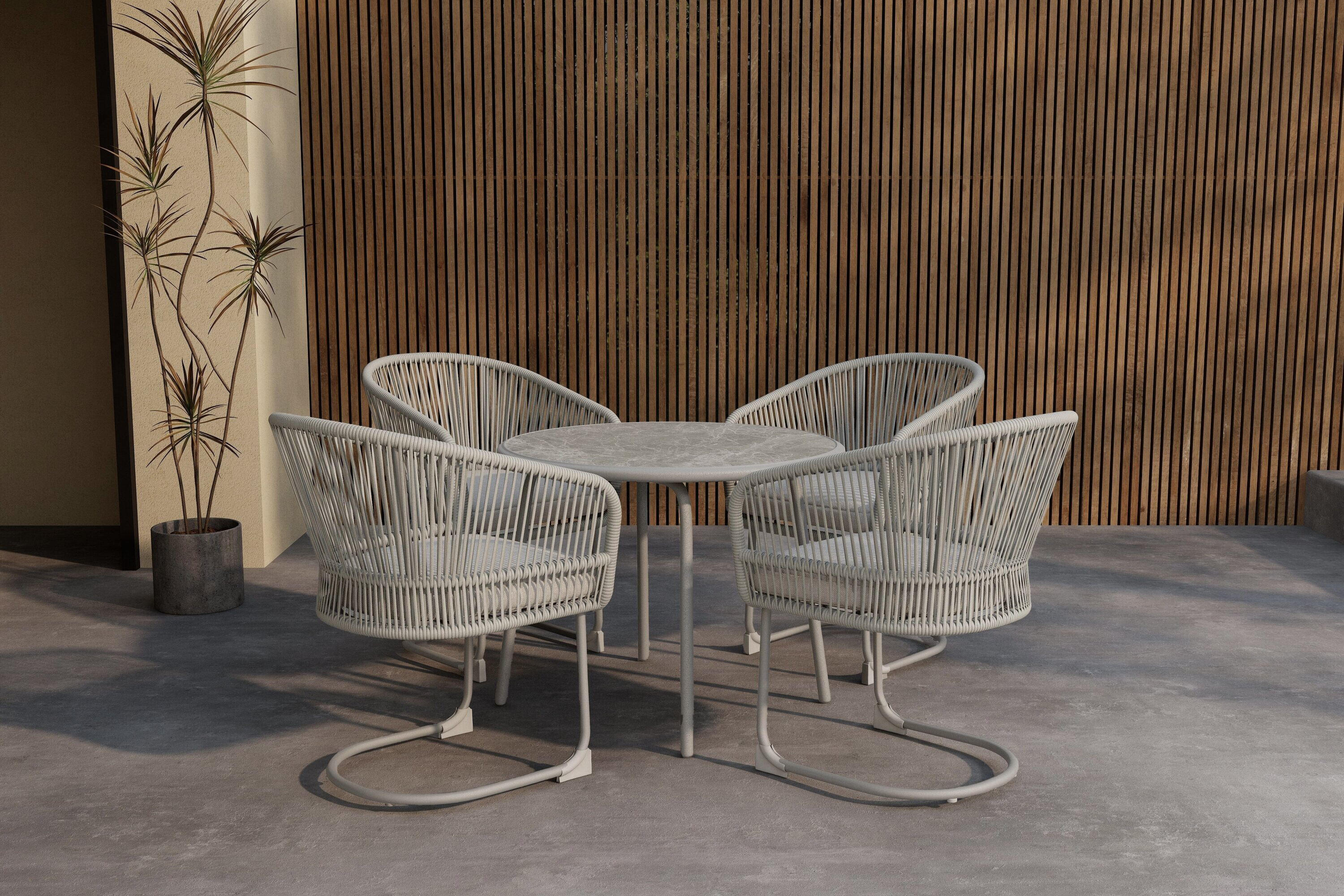 Nohr Tuinset Jaymeson Met tuintafel en stoelen, Ø90cm - Beige - Rond