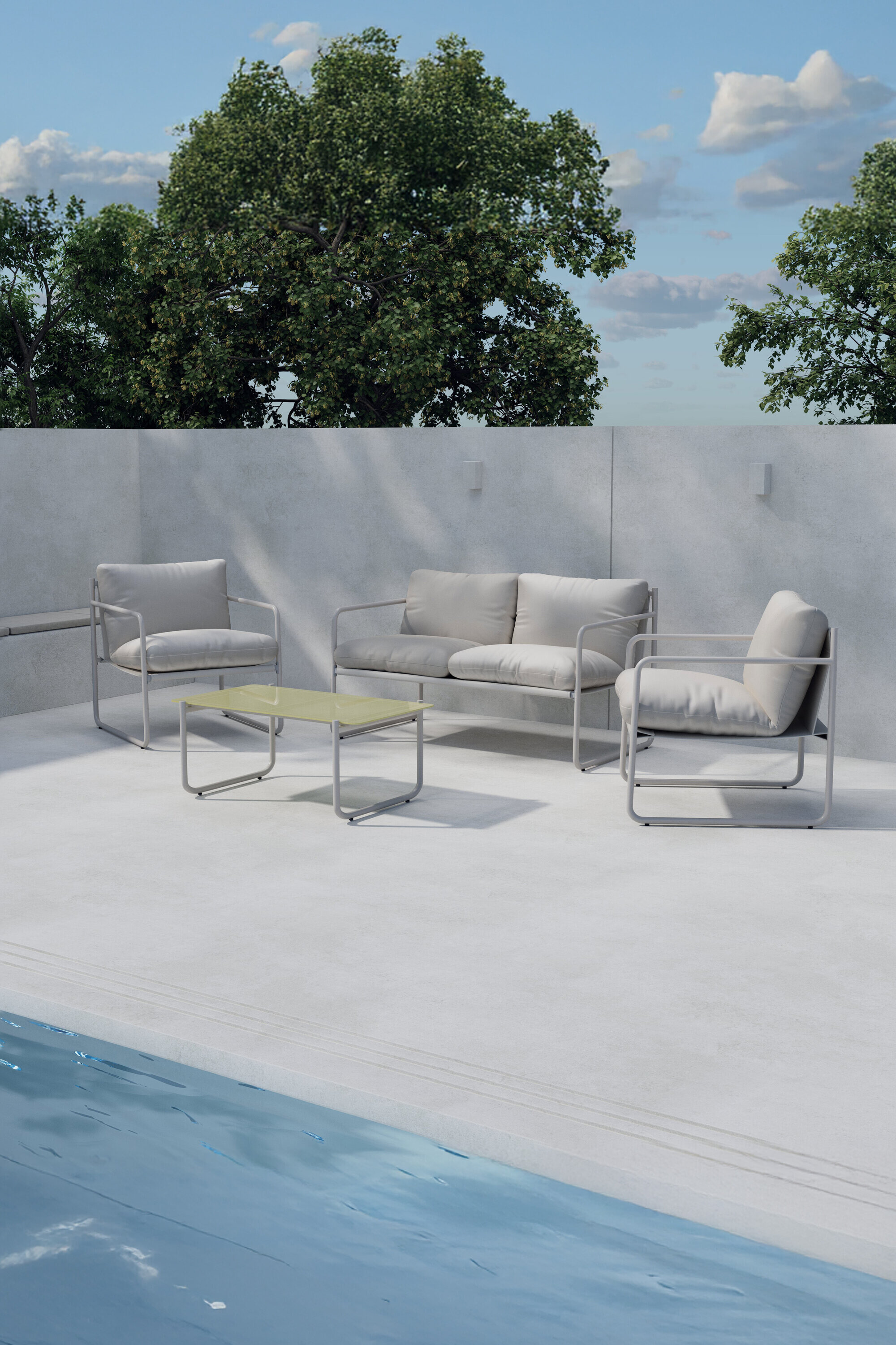 Nohr Loungeset 'Nikisha' Met bank, 2 stoelen en tafel, kleur Beige