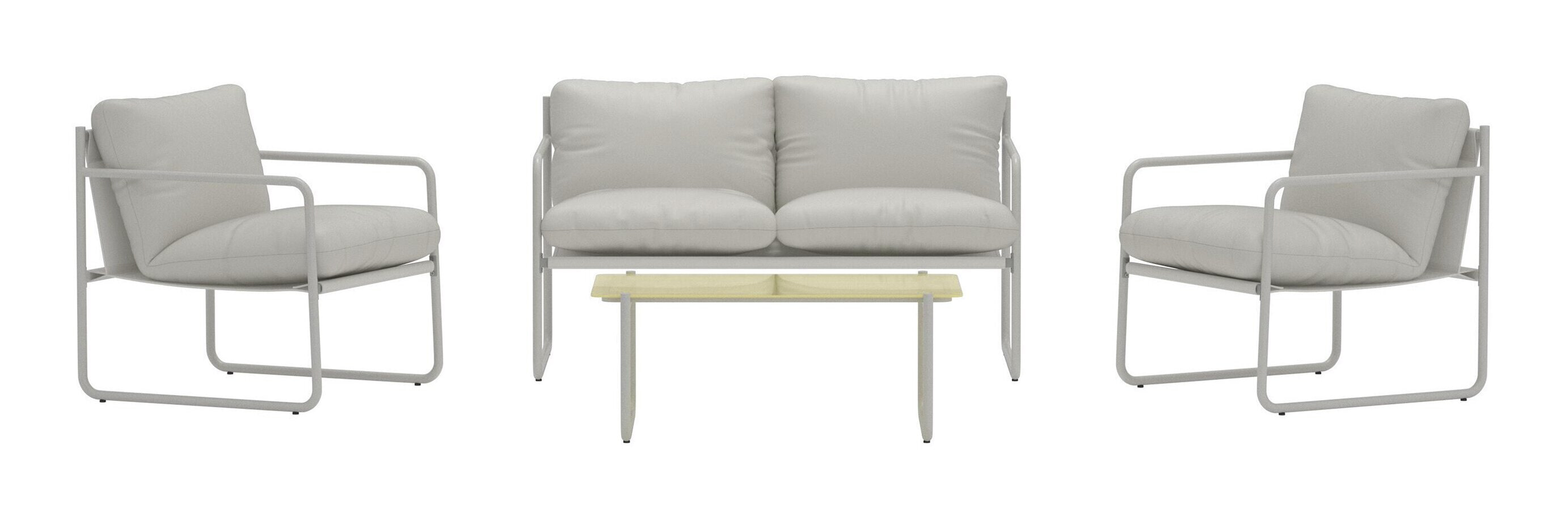 Nohr Loungeset 'Nikisha' Met bank, 2 stoelen en tafel, kleur Beige