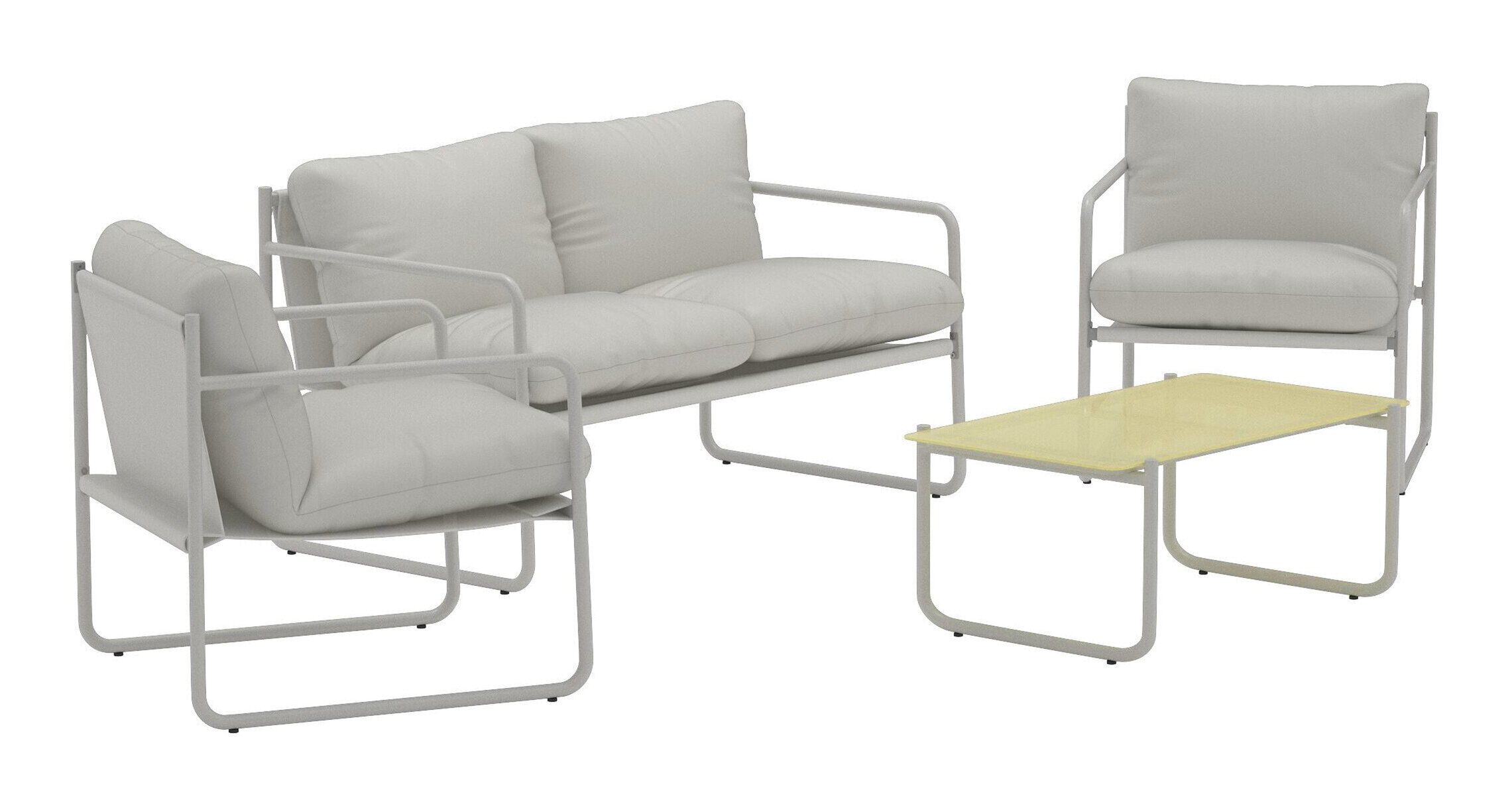 Nohr Loungeset 'Nikisha' Met bank, 2 stoelen en tafel, kleur Beige