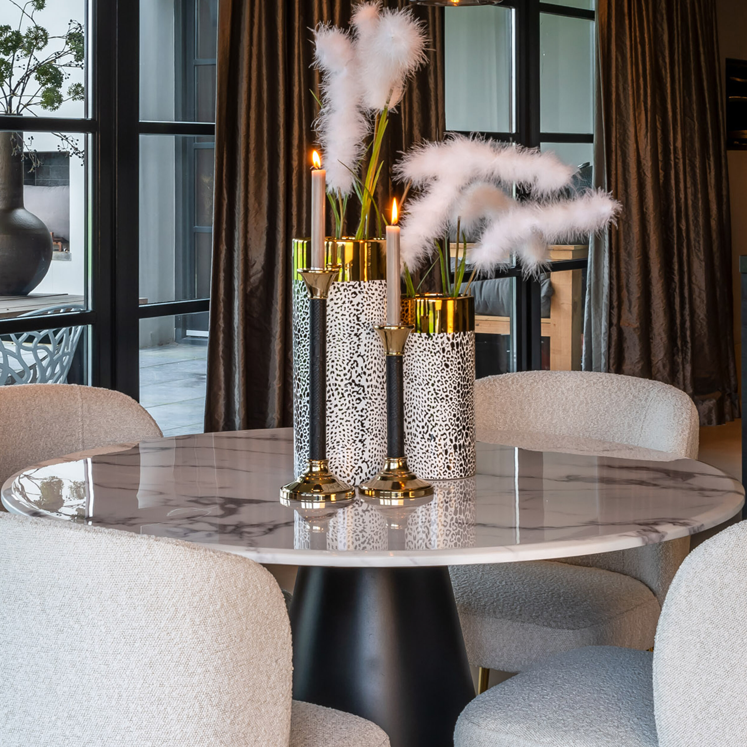 Richmond Ronde Eettafel 'Degas' 120cm, Faux Marmer