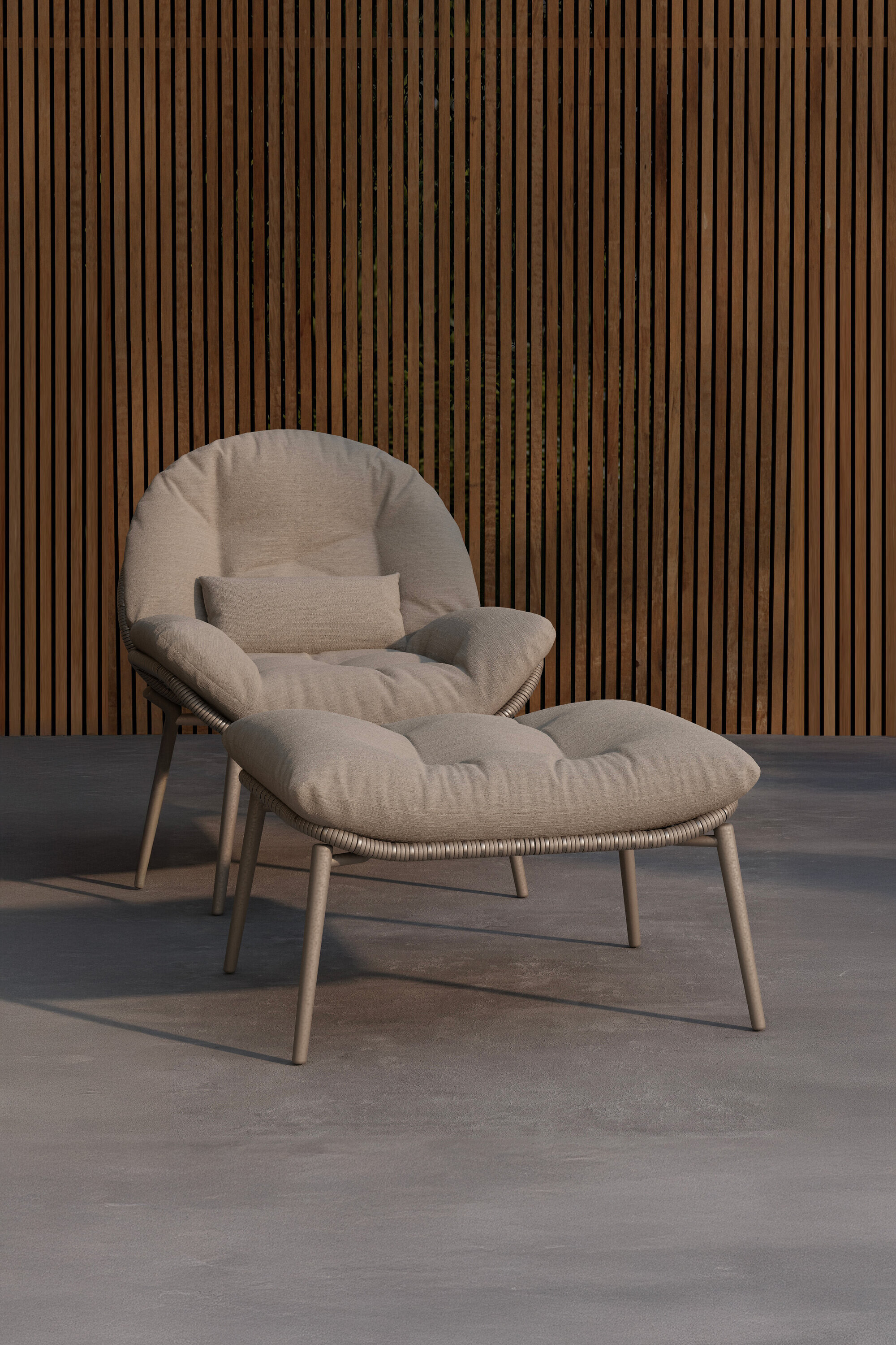 Nohr Outdoor Loungestoel 'Laurissa' Met hocker, kleur Beige