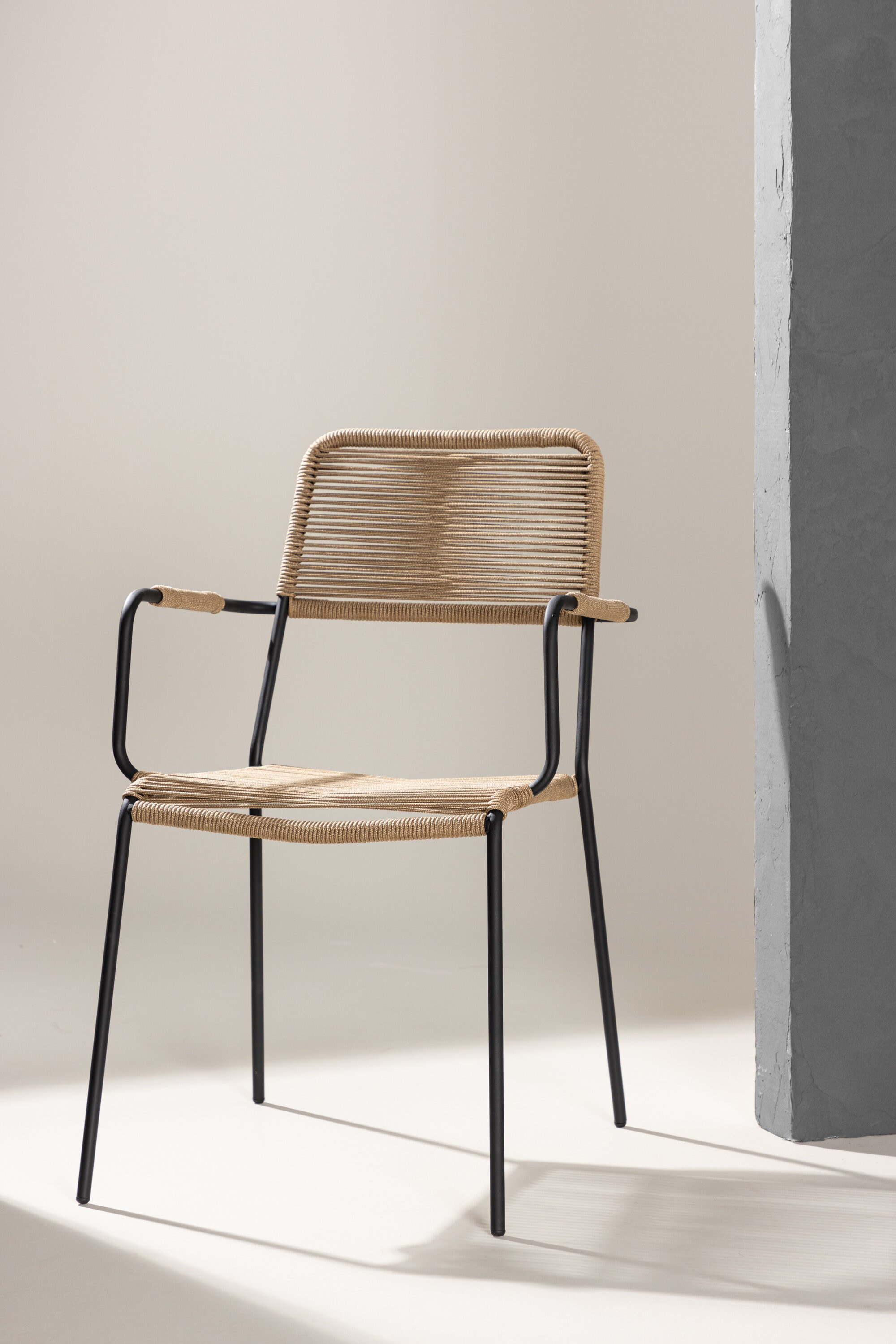 Nohr Tuinstoel Karlene Met armleuning, Polyester touw - Latte