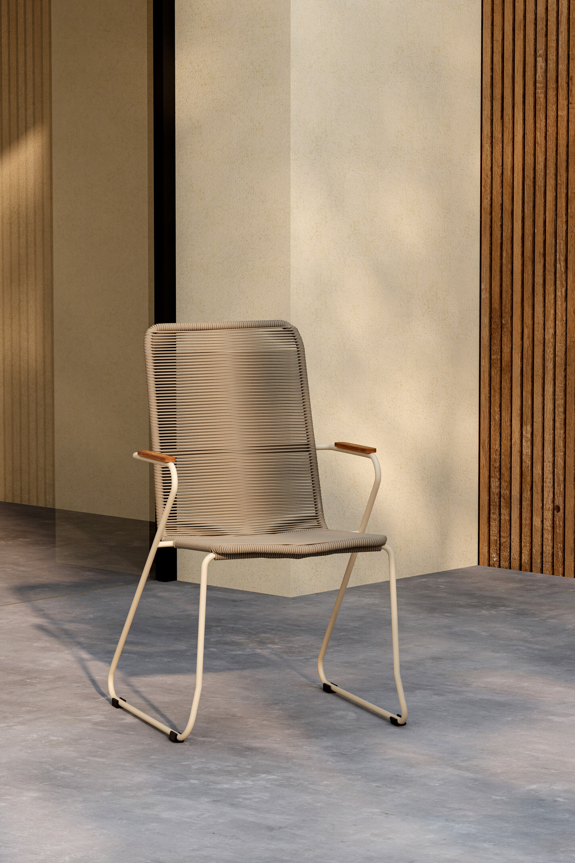 Nohr Tuinstoel 'Catheryne' Polyester touw en acaciahout, kleur Beige