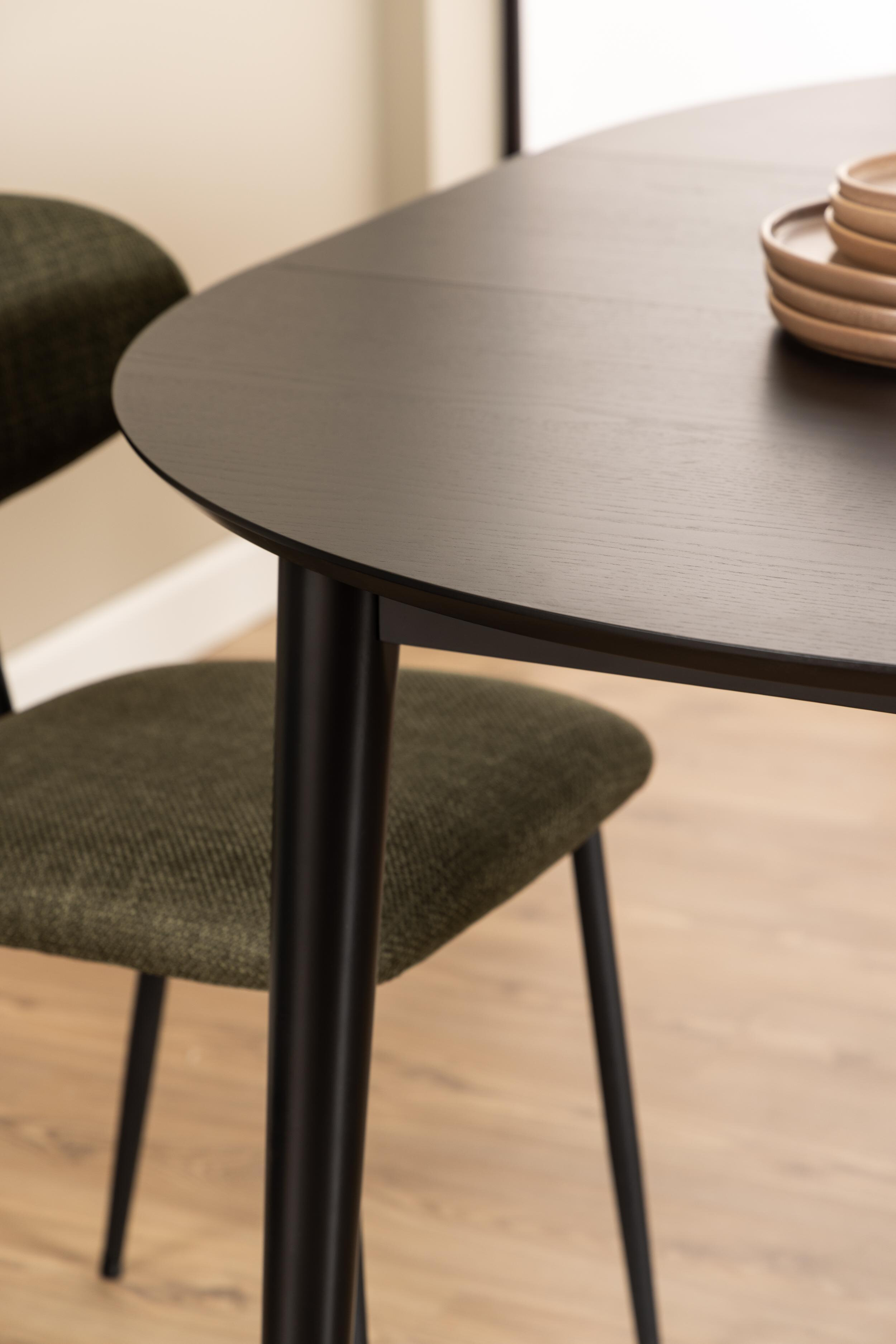Bendt Uitschuifbare Ronde Eettafel 'Montreux' Eiken 115-154 x 115cm, kleur zwart