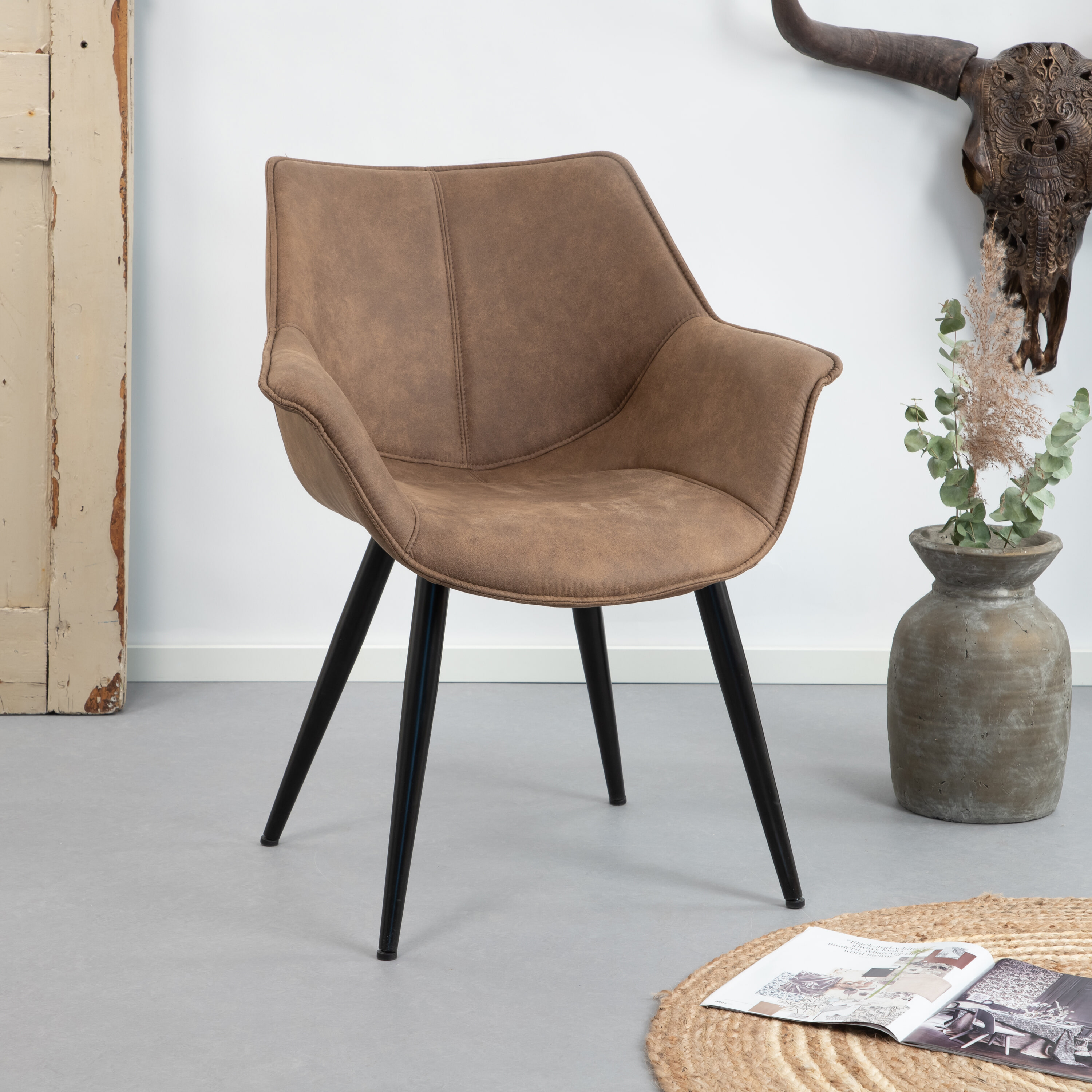 Sohome Eetkamerstoel 'Kimberly' met armleuning, kleur bruin