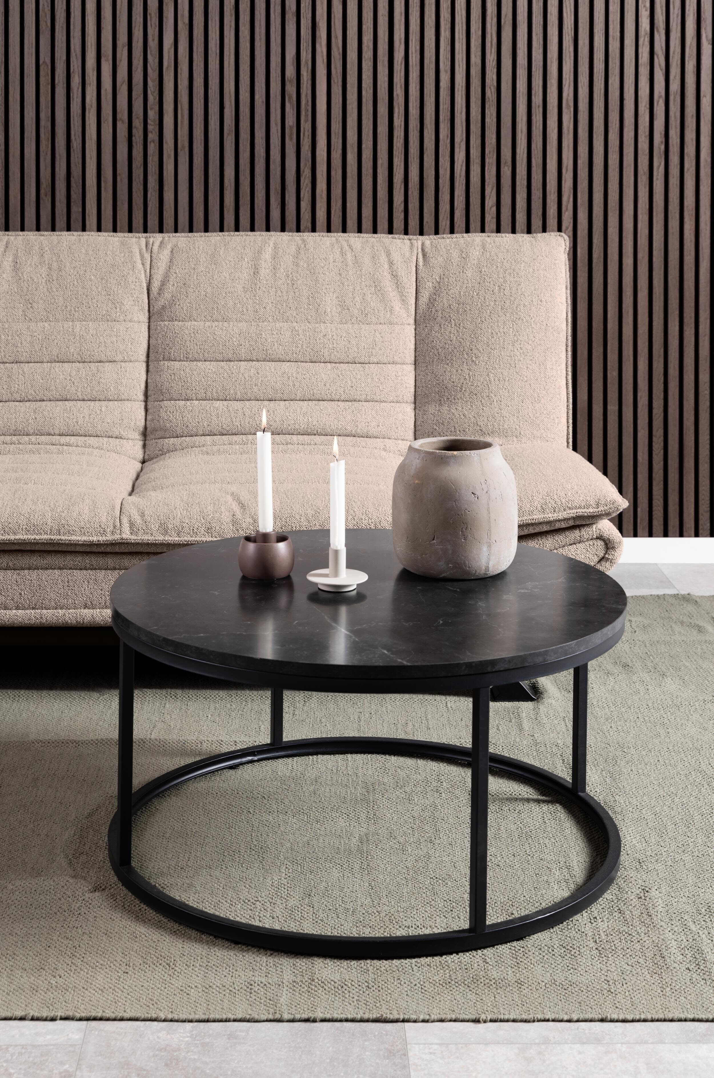 Bendt Ronde Salontafel 'Flemming' 80cm Marmerlook , kleur zwart
