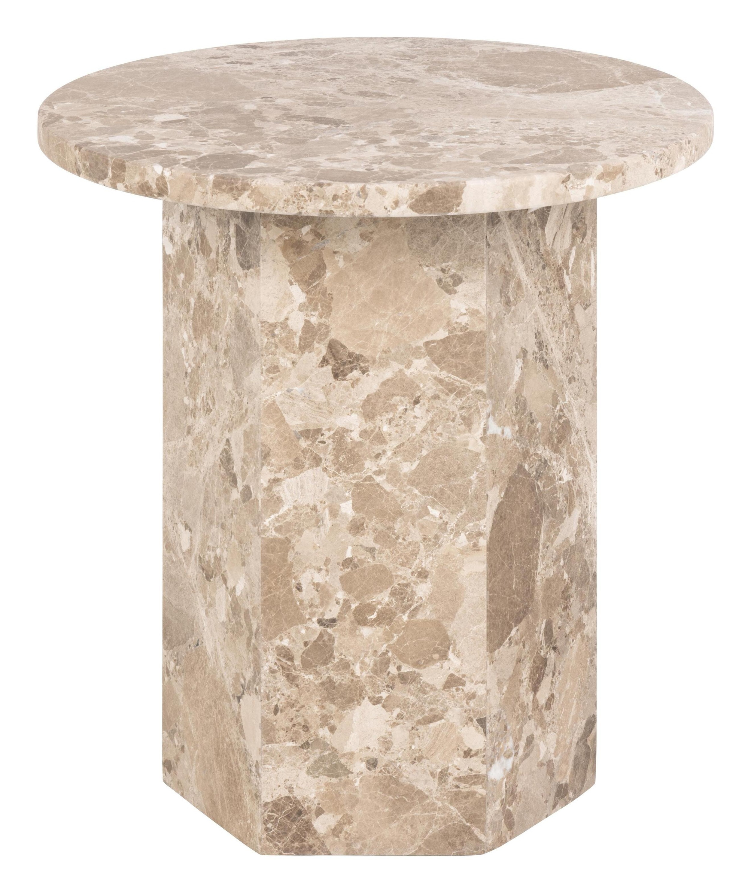 Bendt Ronde Bijzettafel 'Lasonya' Travertin, 50cm, kleur Beige