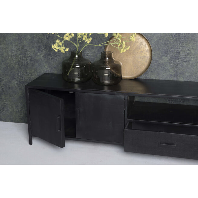 LivingFurn TV-meubel 'Kala' 220cm Mangohout, kleur zwart