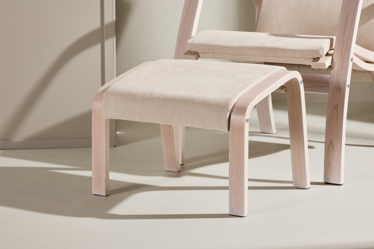 Nohr Fauteuil 'Corene' Met voetenbank, Eiken, kleur Beige