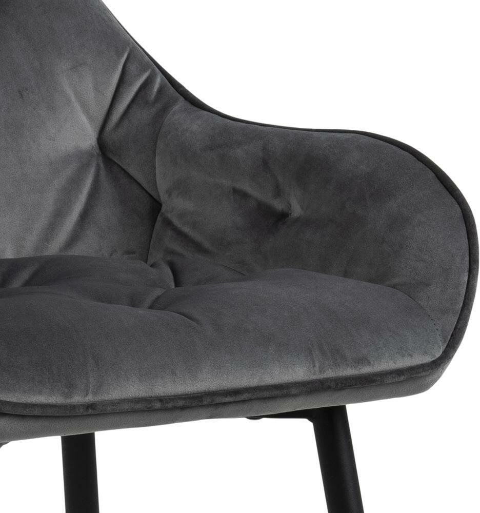 Bendt Barkruk 'Loren' Velvet, kleur Dark Grey (zithoogte 79cm)