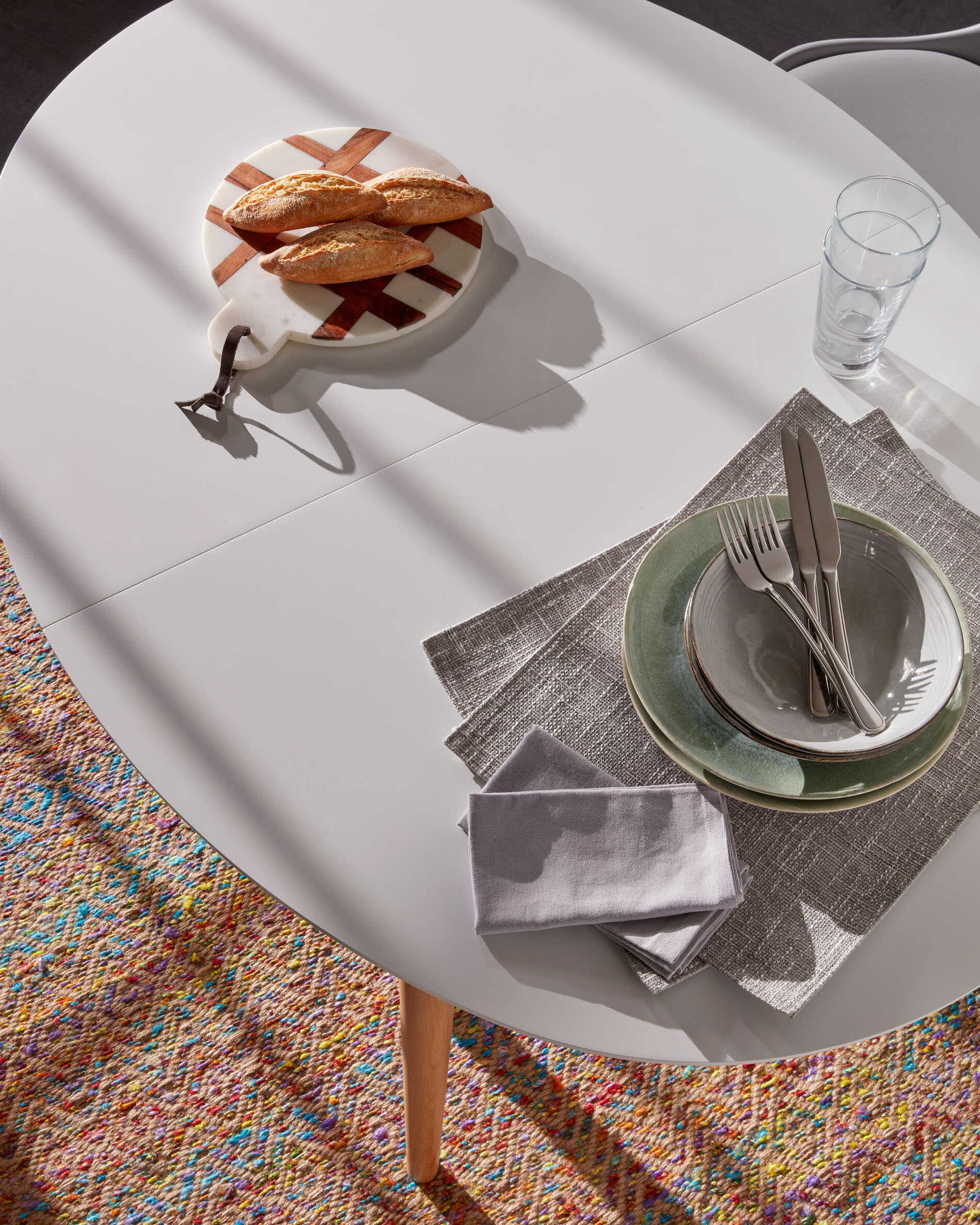 Kave Home Uitschuifbare Ovale Eettafel 'Oqui' 120 - 200 x 90cm, kleur Wit