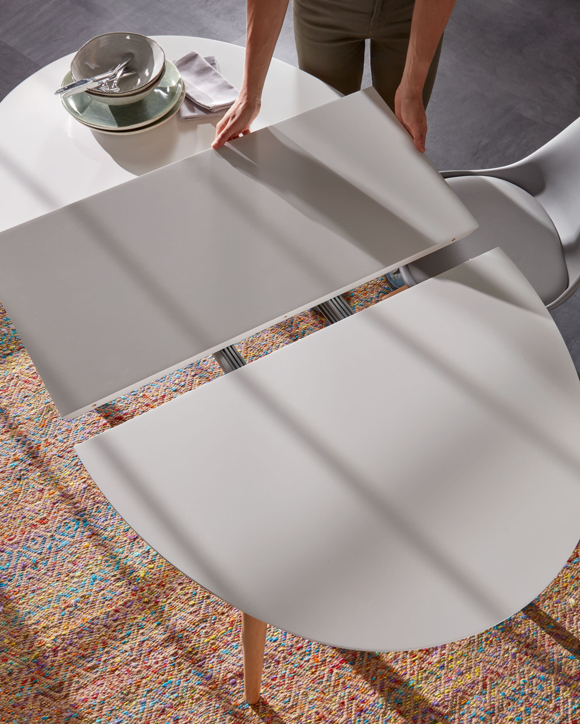 Kave Home Uitschuifbare Ovale Eettafel 'Oqui' 120 - 200 x 90cm, kleur Wit