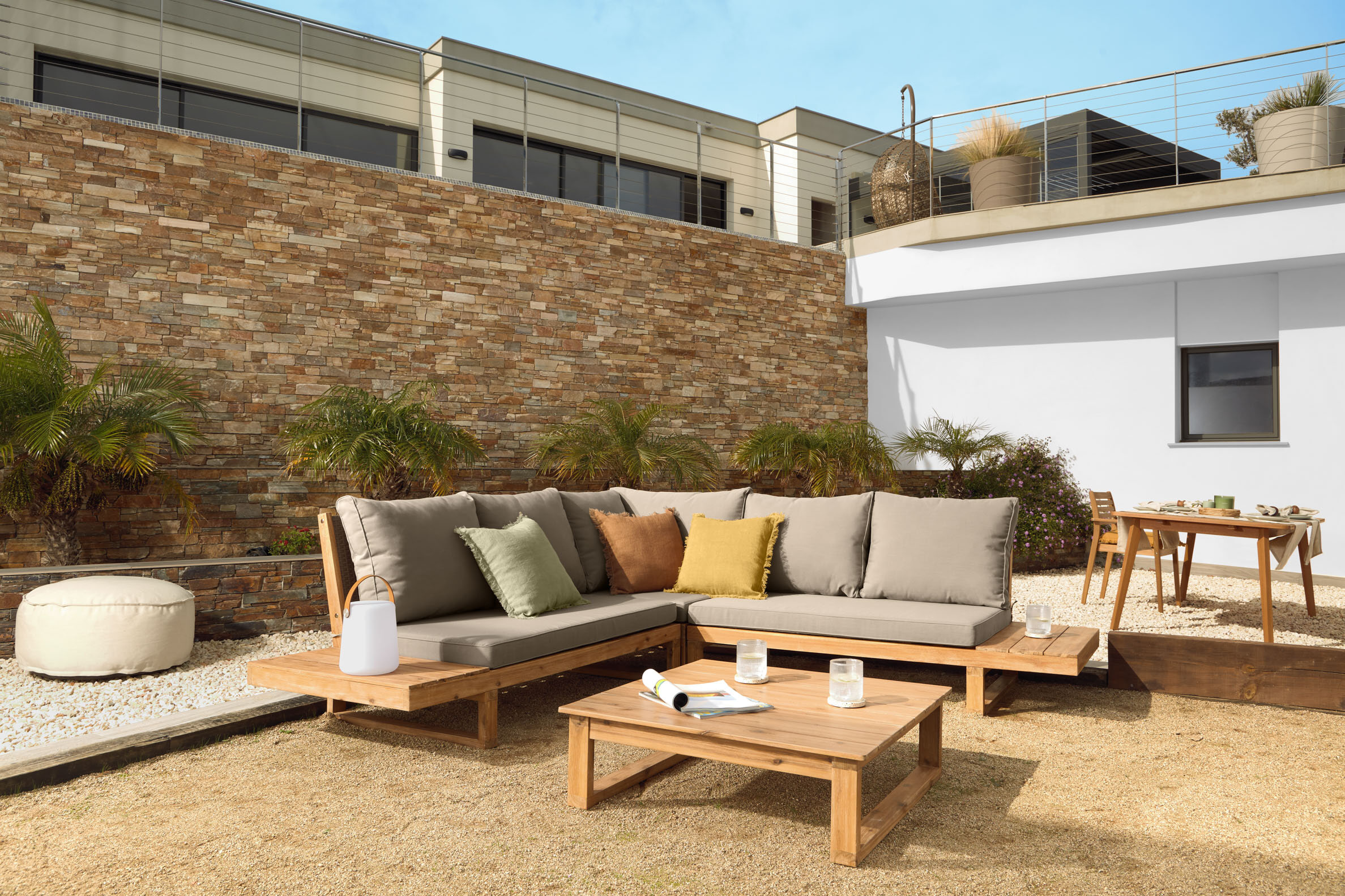 Kave Home Loungeset 'Flaviina' Massief Acaciahout