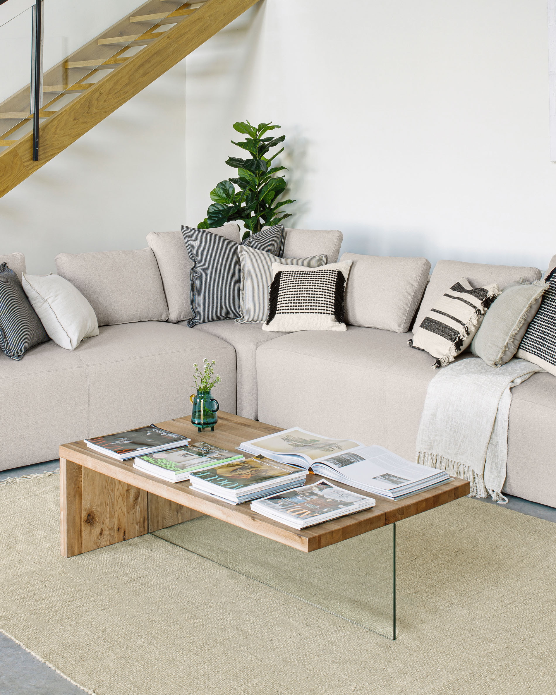 Kave Home Kussen 'Blok' 50 x 60cm, kleur Beige