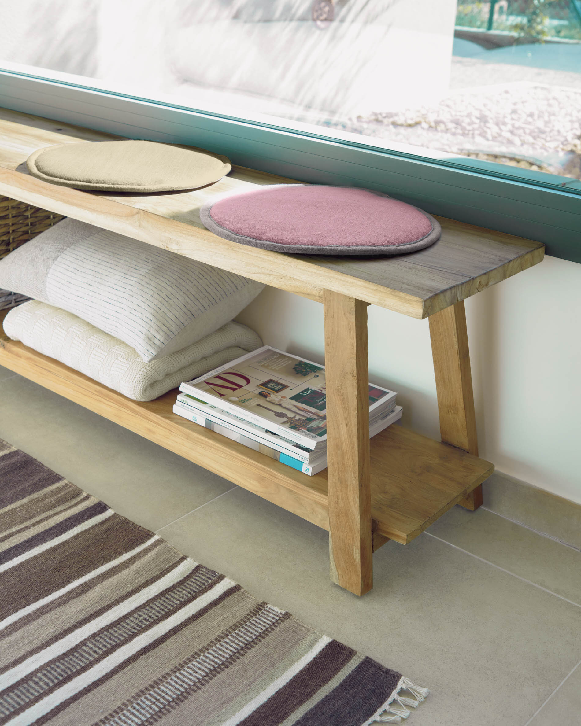Kave Home Bankje 'Safara' Teakhout, 150cm